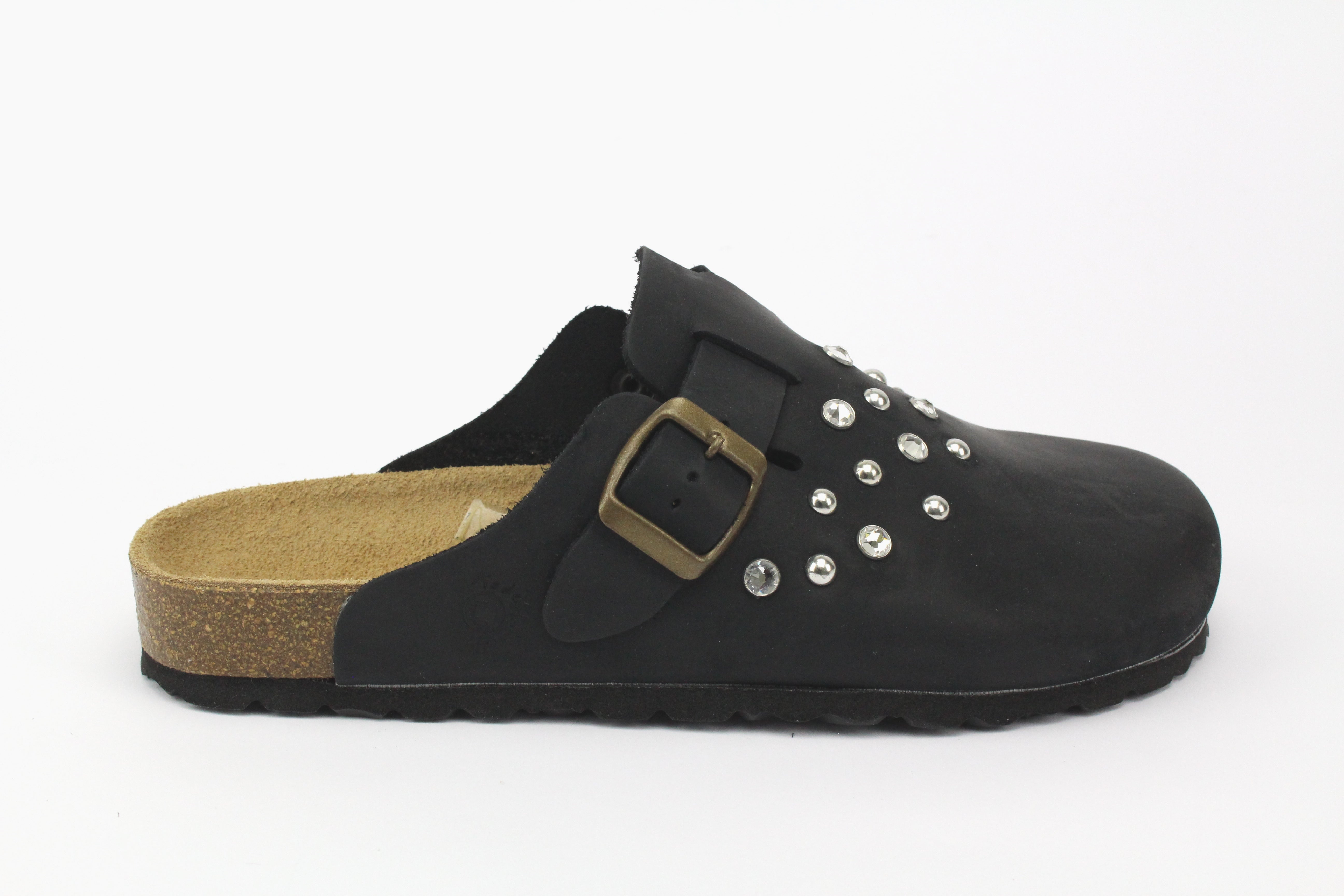 Sandali Sabot Pelle Borchie Silver & Strass