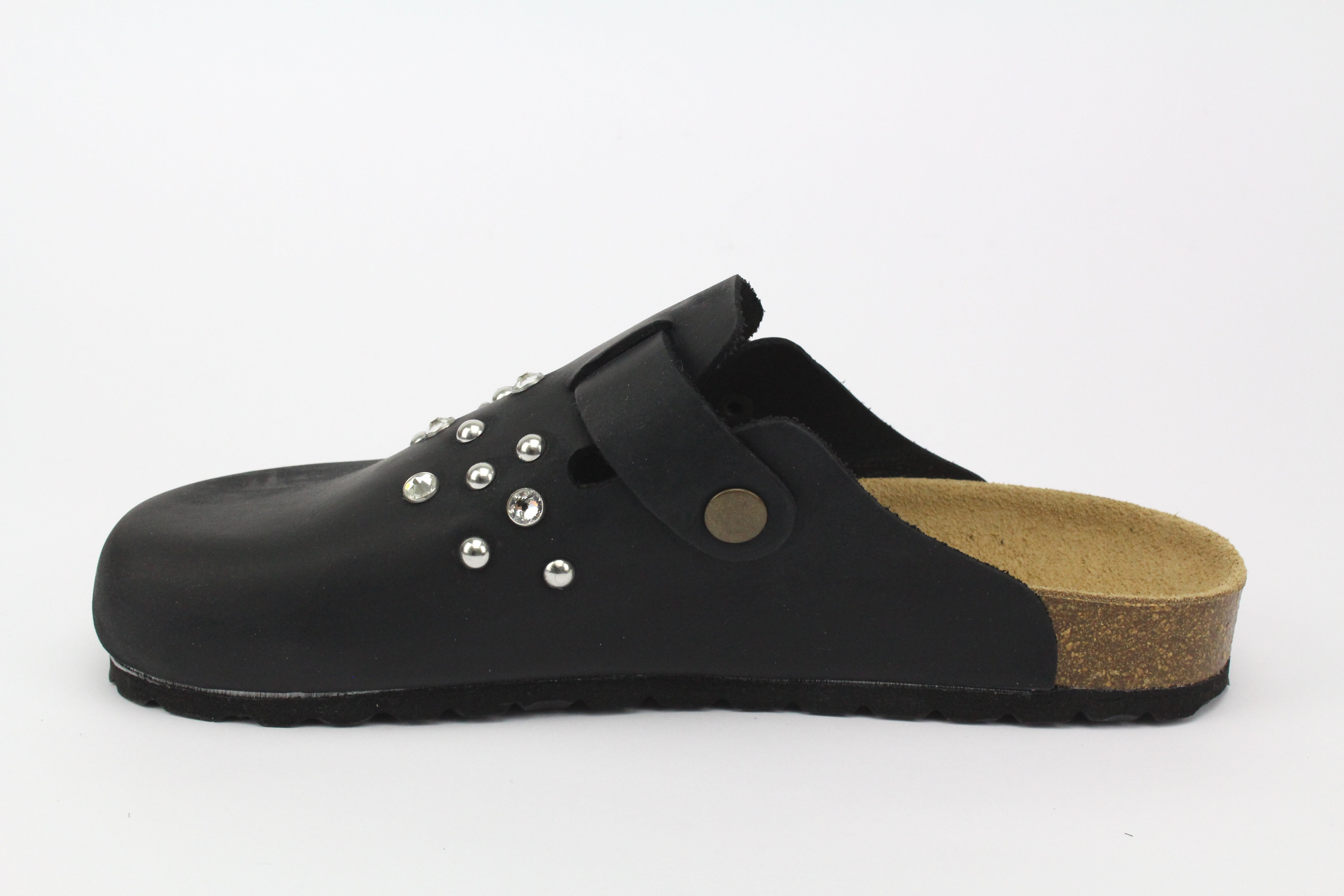 Sandali Sabot Pelle Borchie Silver & Strass