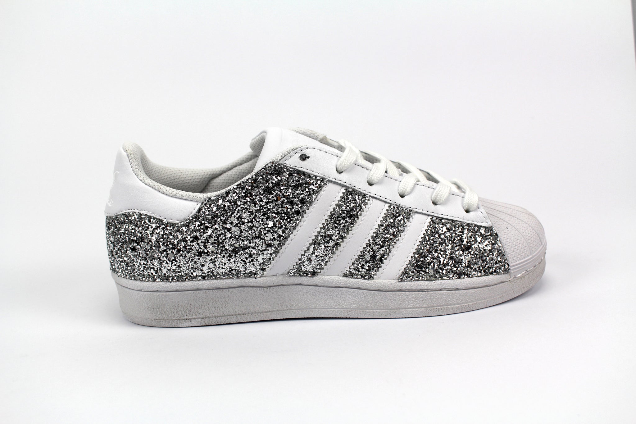 Adidas Superstar Personalizzata Total Glitter Argento & White