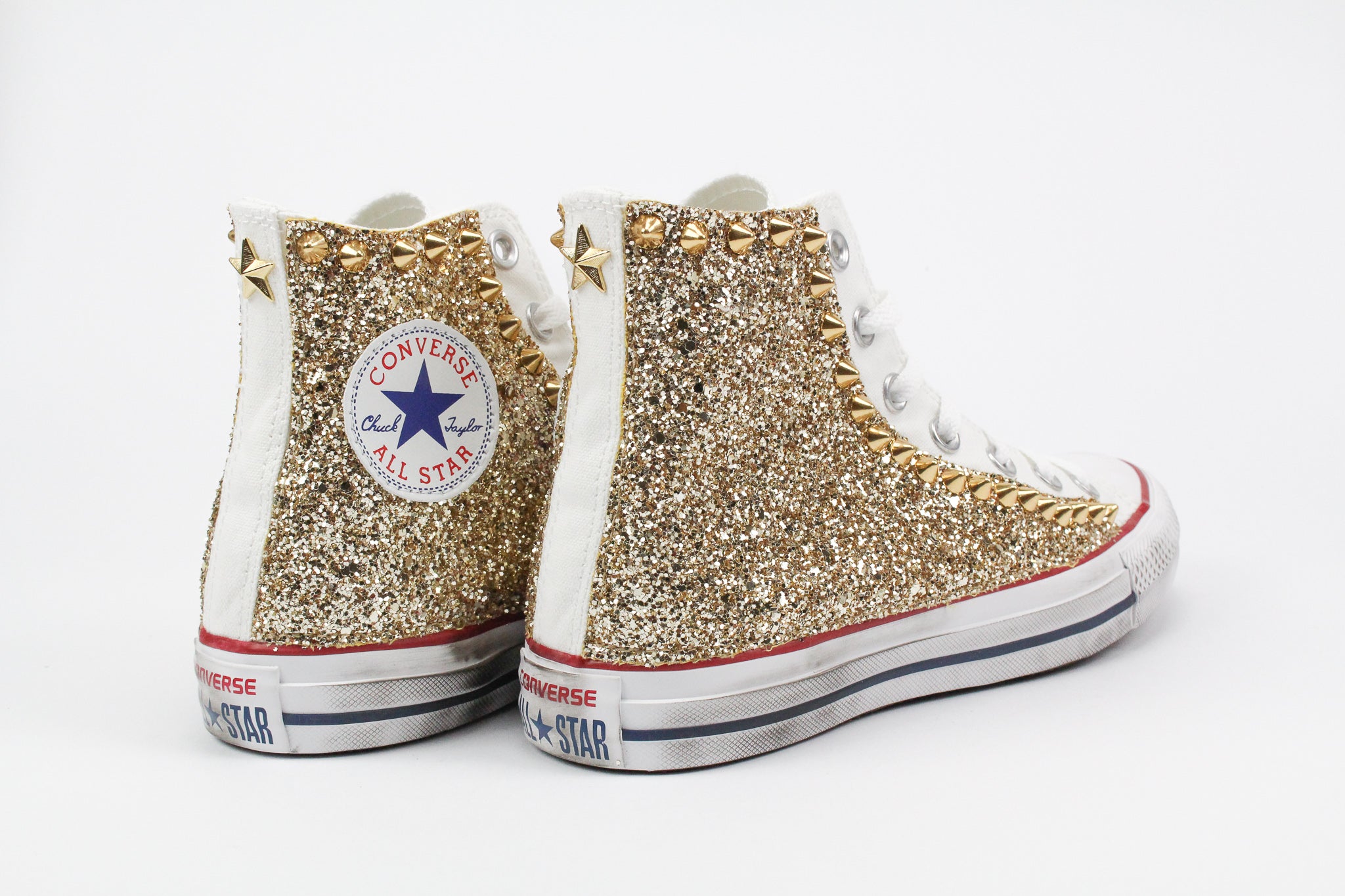 Converse All Star Personalizzate Gold Glitter & Borchie