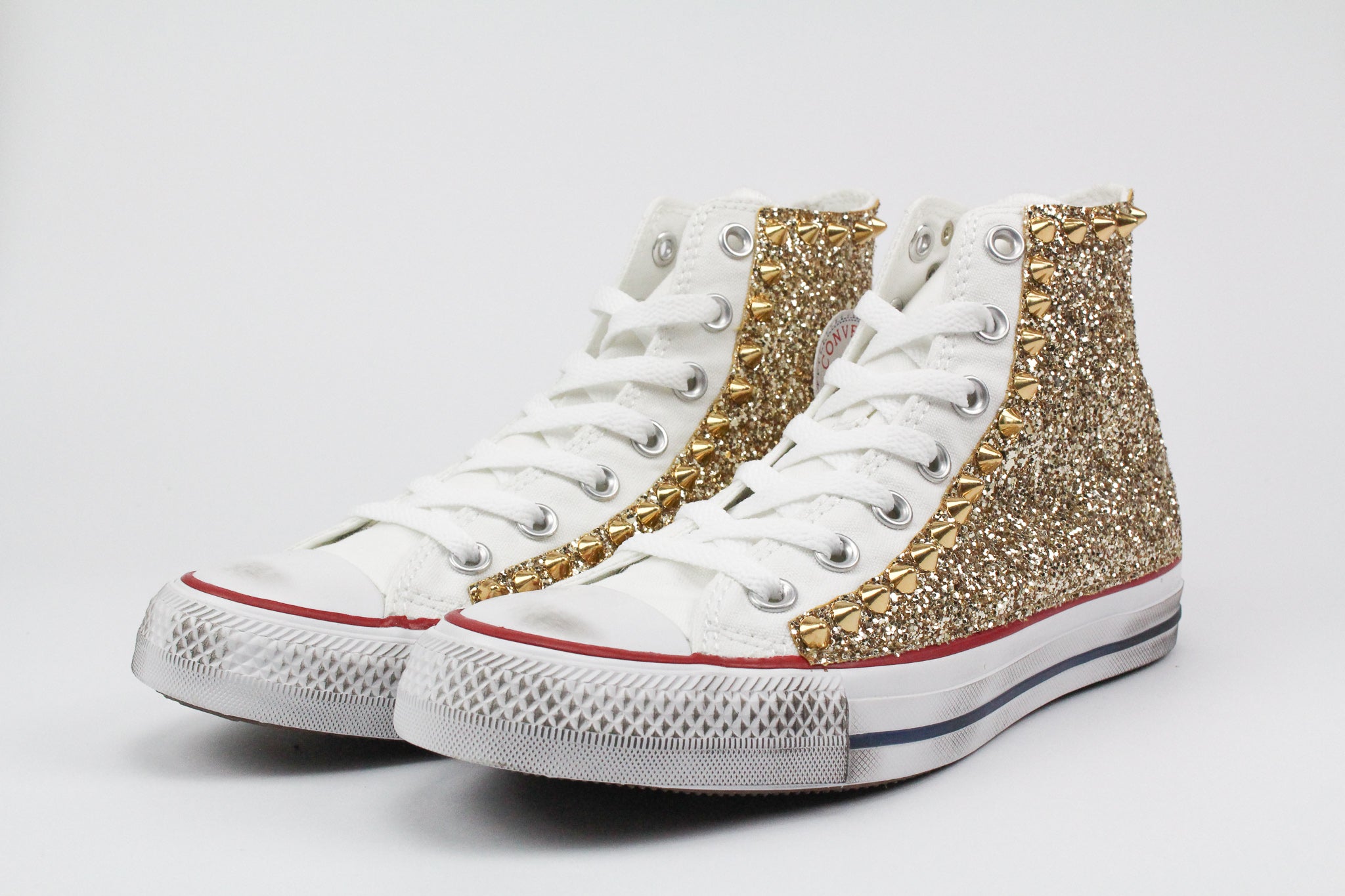 Converse All Star Personalizzate Gold Glitter & Borchie