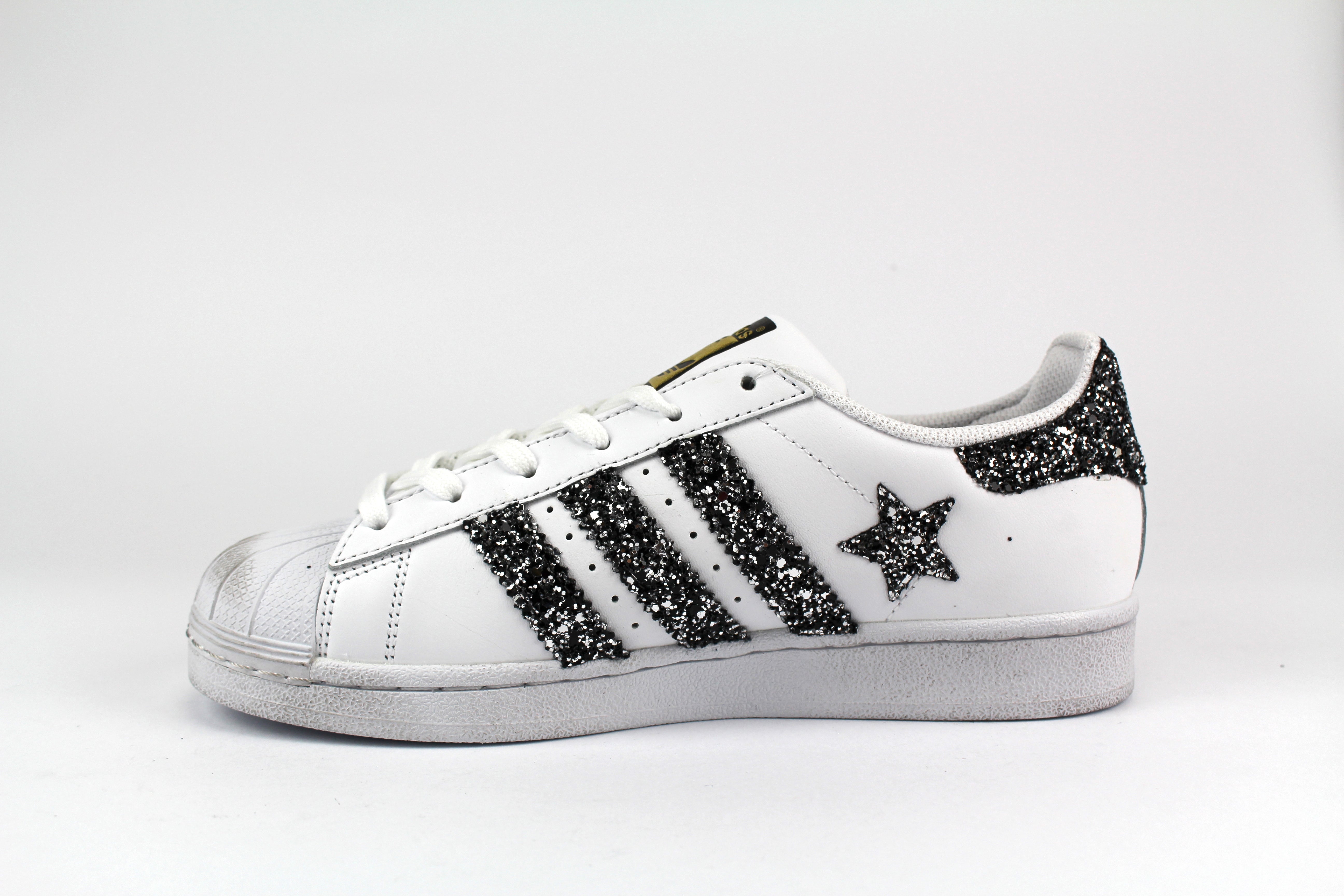 Adidas Superstar Personalizzate Stelle Glitter Back Silver