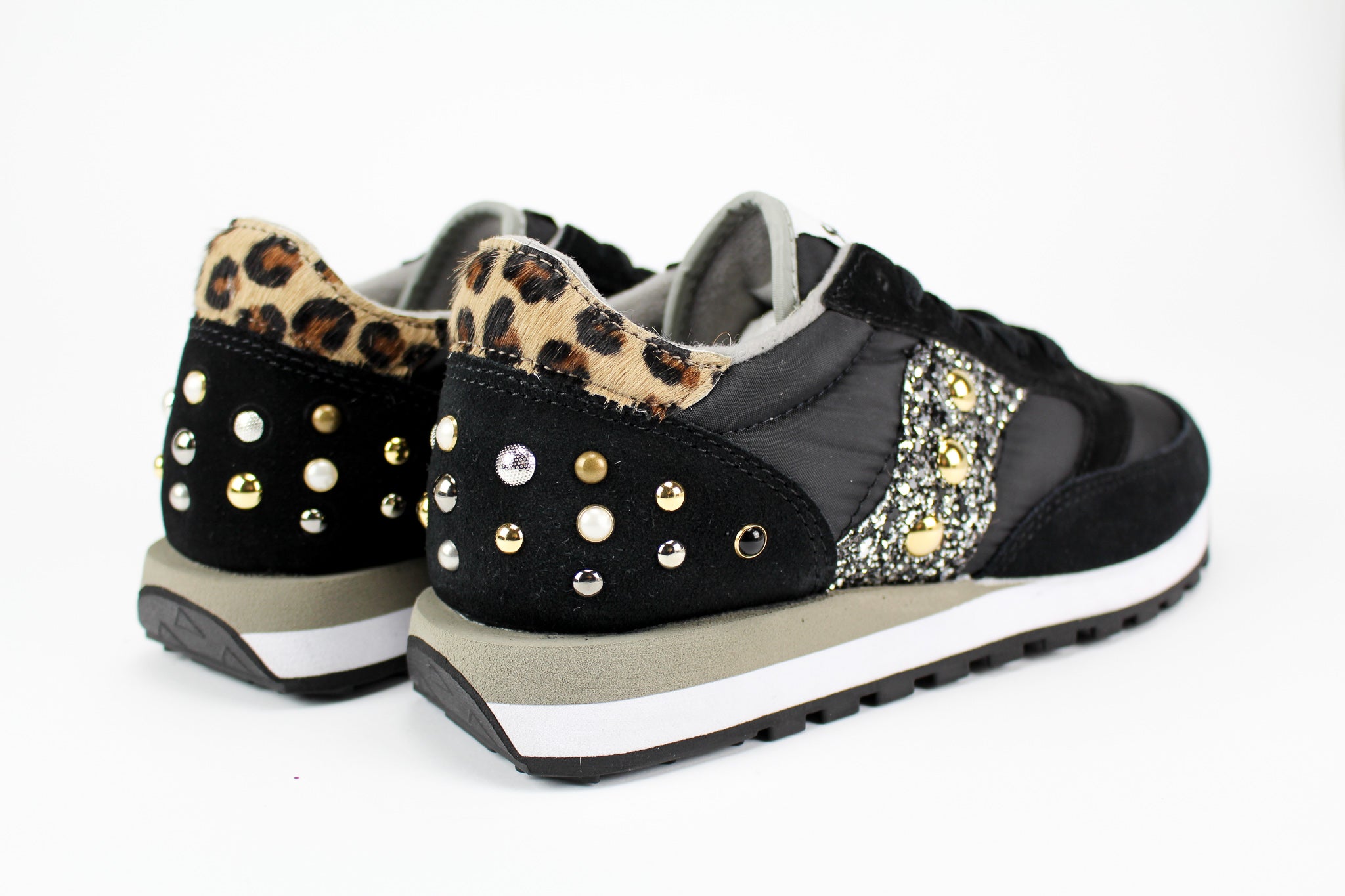 Saucony Jazz Black Personalizzate Maculate Glitter & Borchie
