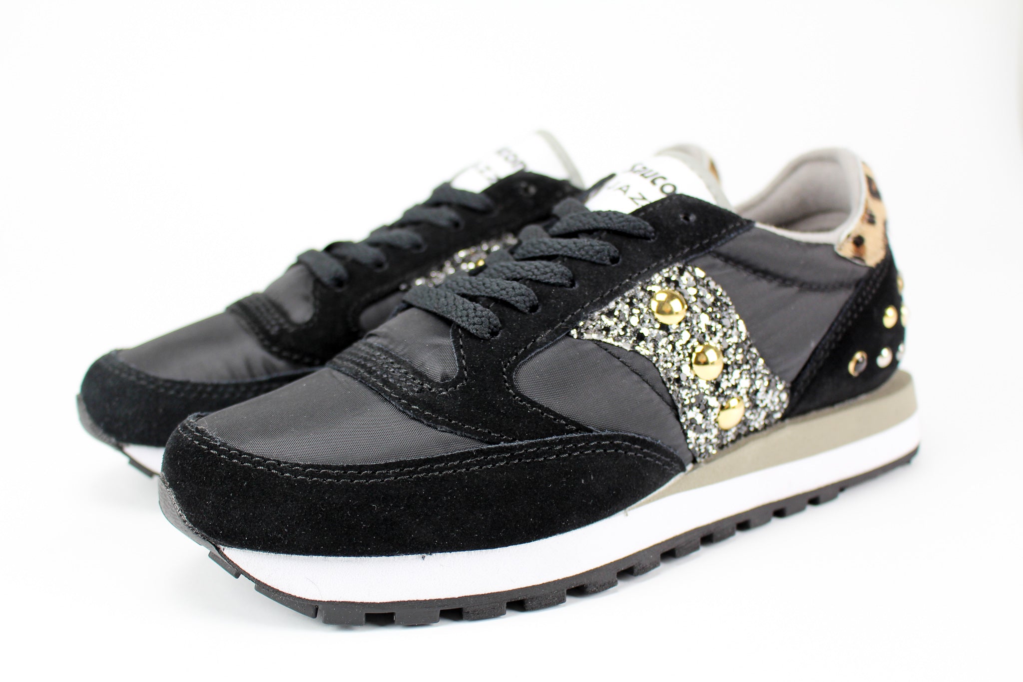 Saucony Jazz Black Personalizzate Maculate Glitter & Borchie