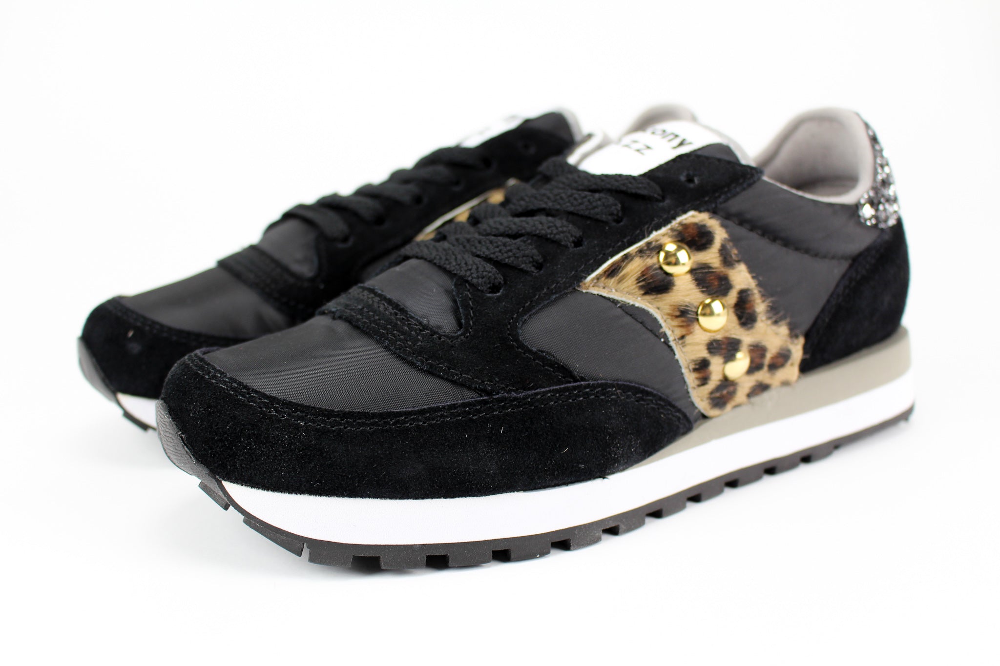 Saucony Jazz Black Personalizzate Cavallino Maculato & Black Silver Glitter