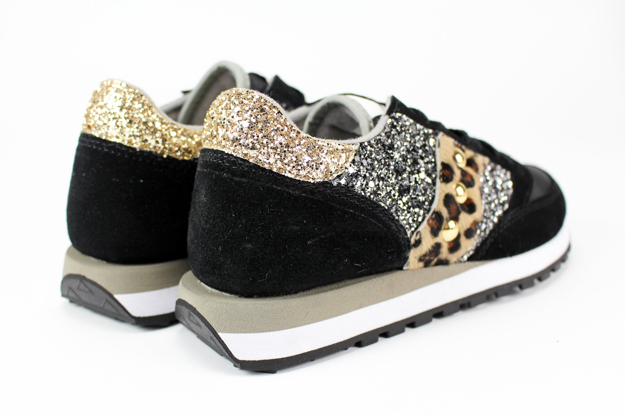 Saucony Jazz Black Personalizzate Multiglitter & Cavallino Maculato
