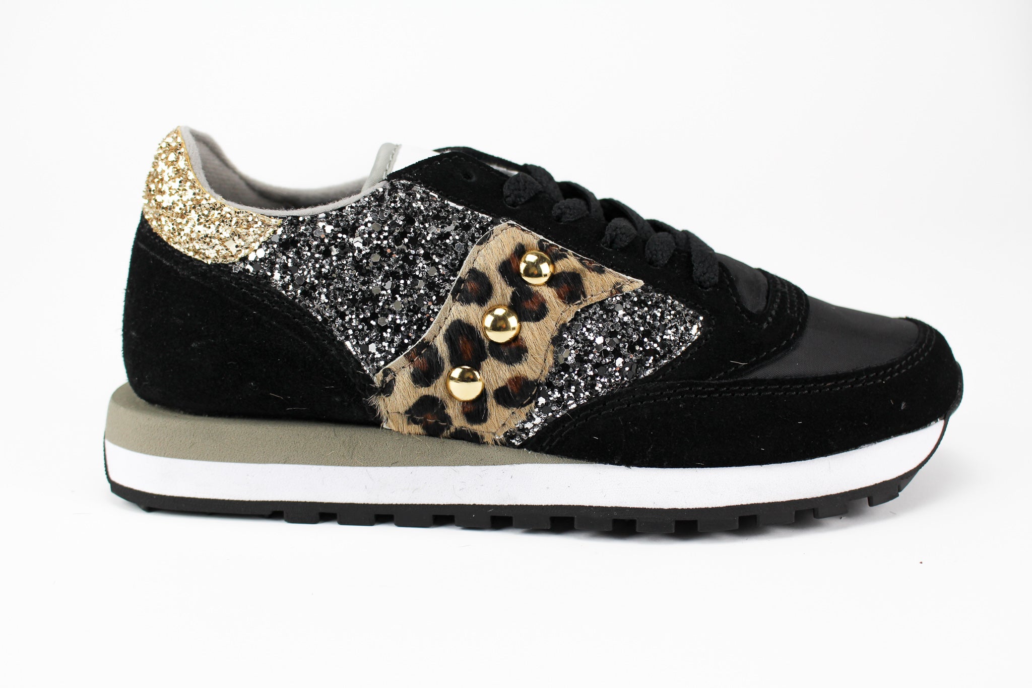 Saucony Jazz Black Personalizzate Multiglitter & Cavallino Maculato