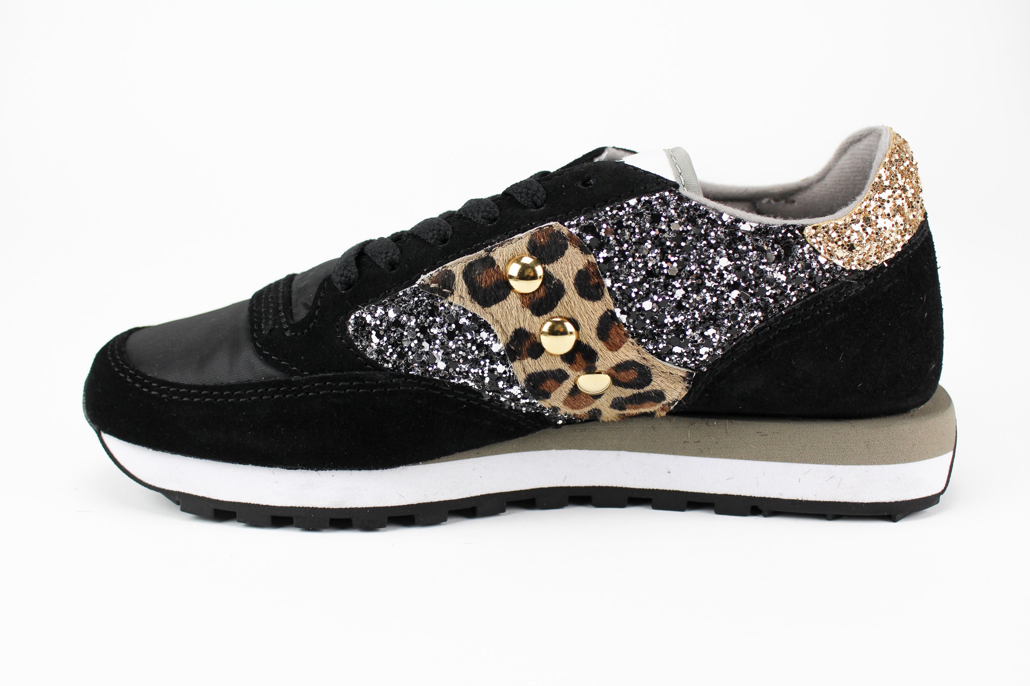 Saucony Jazz Black Personalizzate Multiglitter & Cavallino Maculato