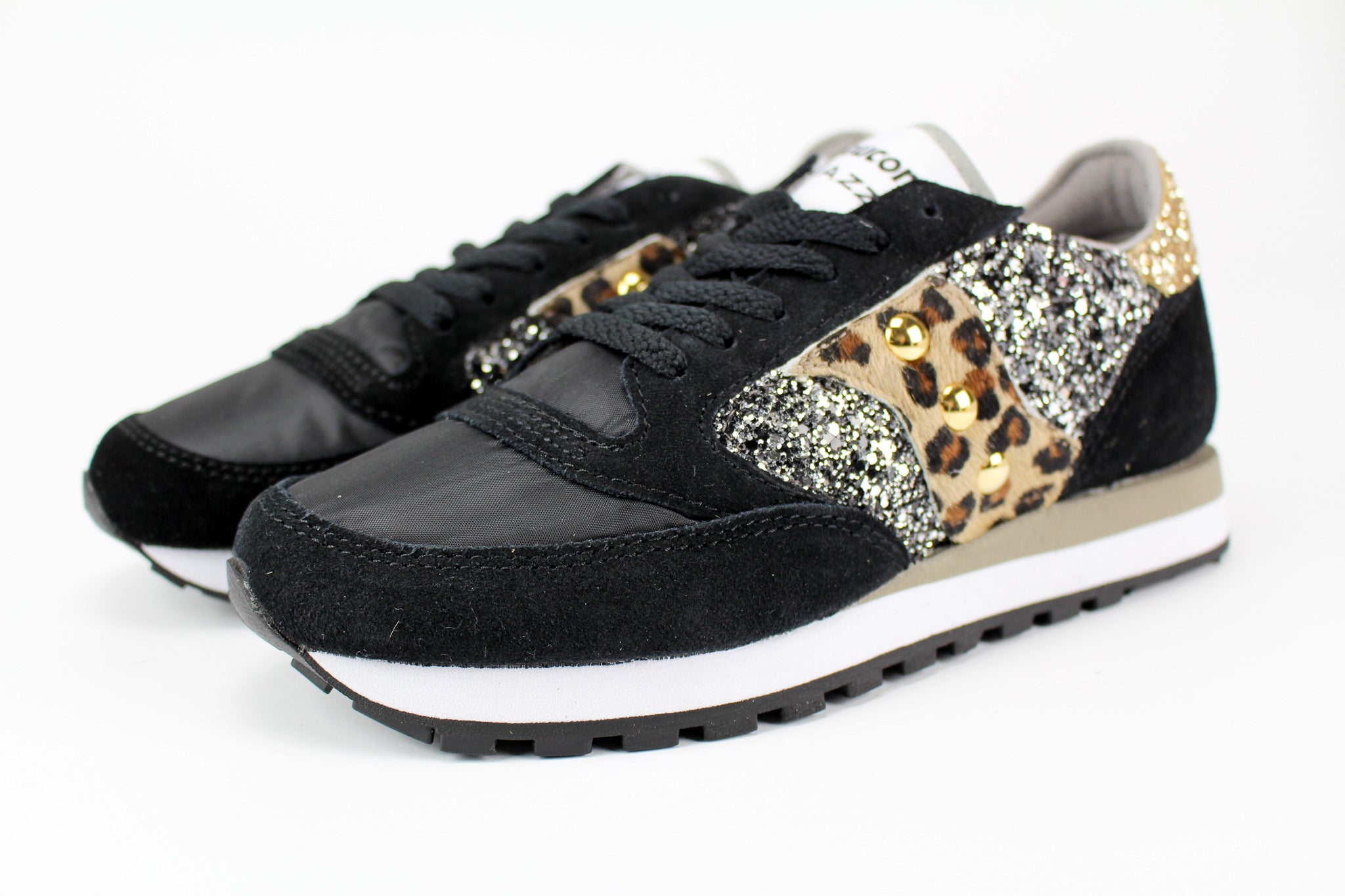 Saucony Jazz Black Personalizzate Multiglitter & Cavallino Maculato