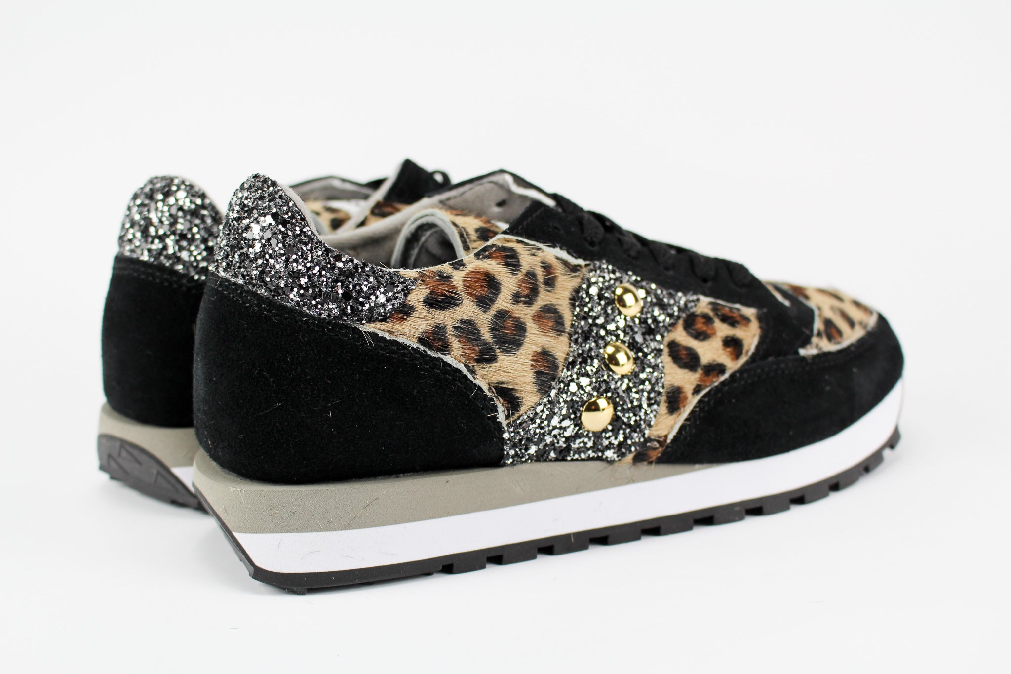 Saucony Jazz Black Personalizzate Total Maculato & Black Silver Glitter