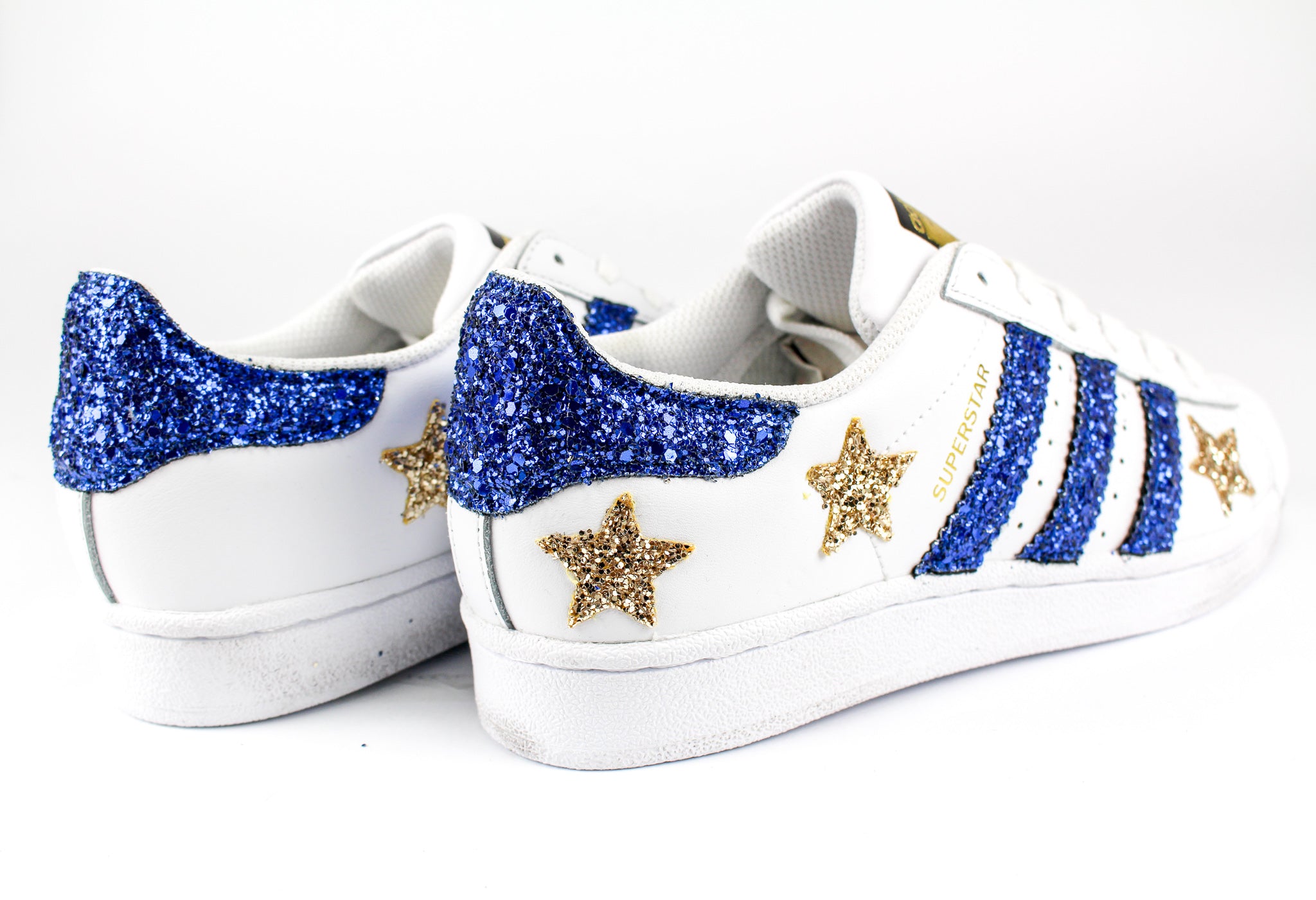 Adidas Superstar Personalizzate Stelle Glitter Gold & Bluette