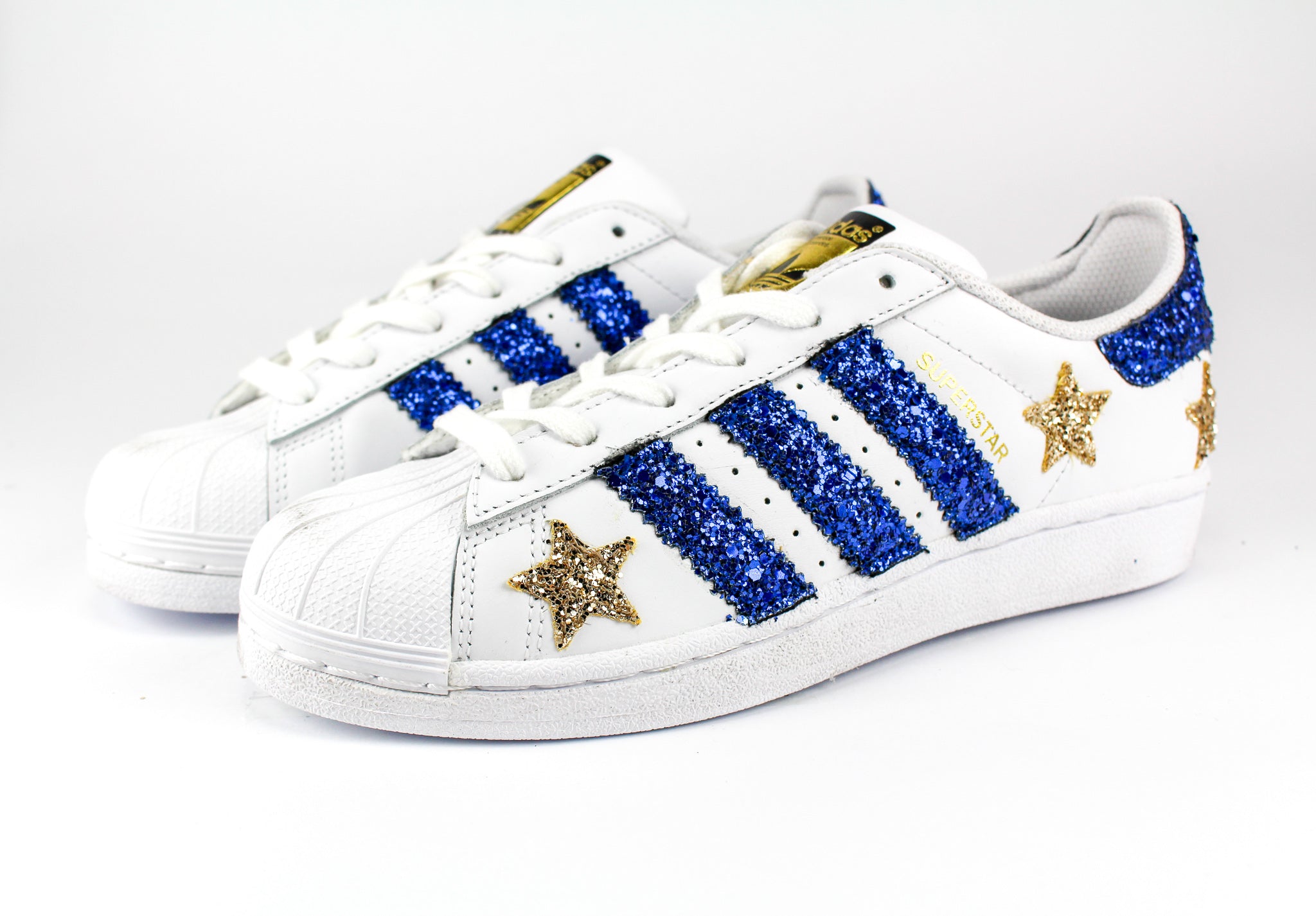 Adidas Superstar Personalizzate Stelle Glitter Gold & Bluette