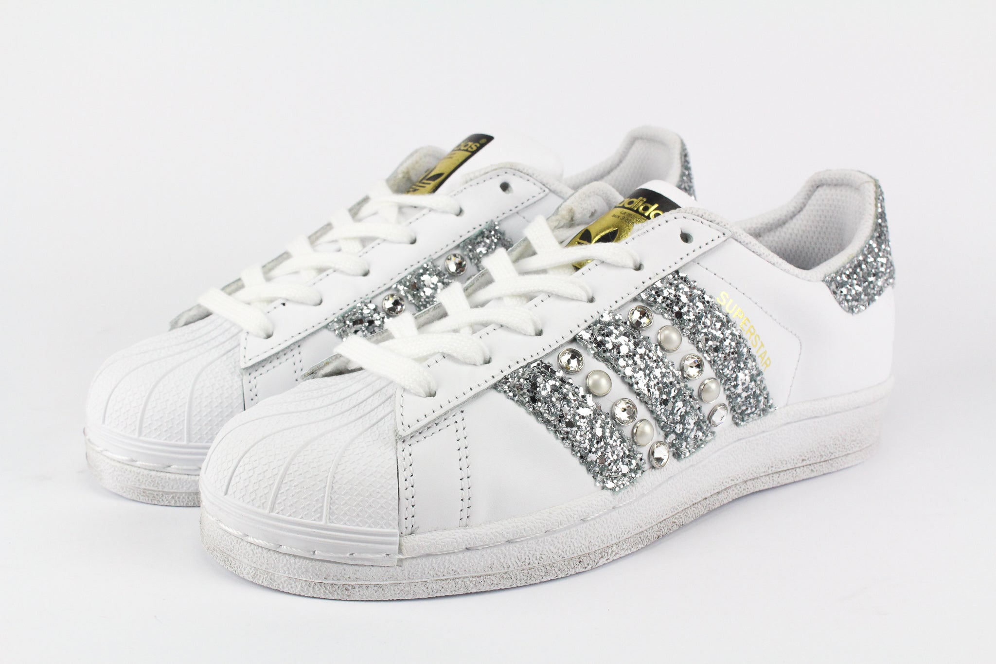 Adidas Superstar Personalizzate Silver Glitter & Strass