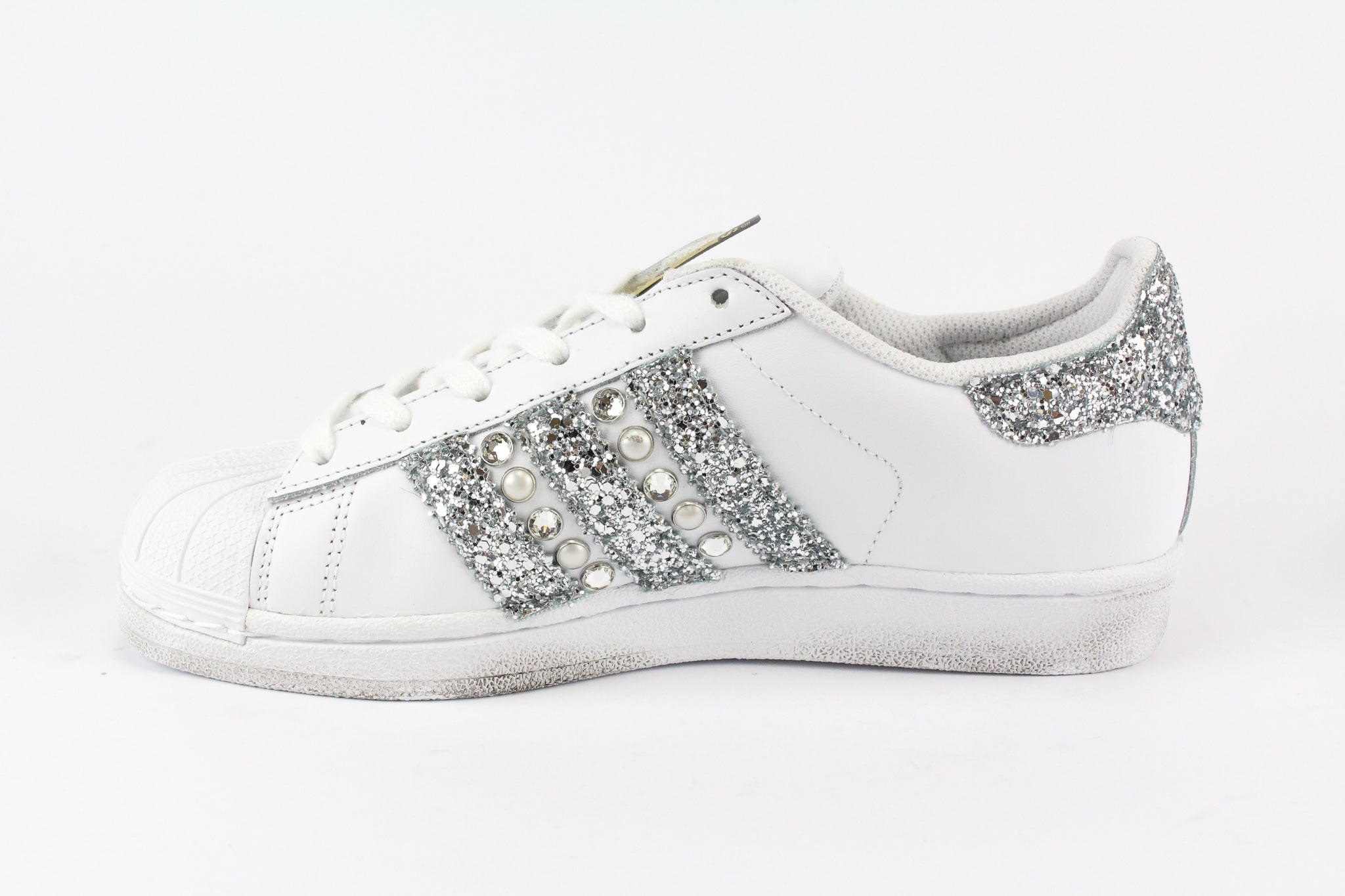 Adidas Superstar Personalizzate Silver Glitter & Strass