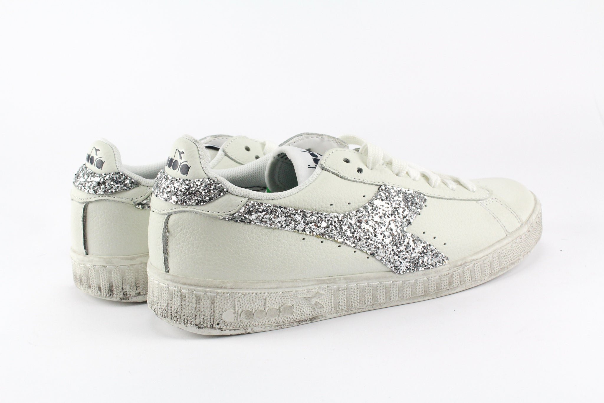Diadora Game L Low Waxed Personalizzate Silver Glitter