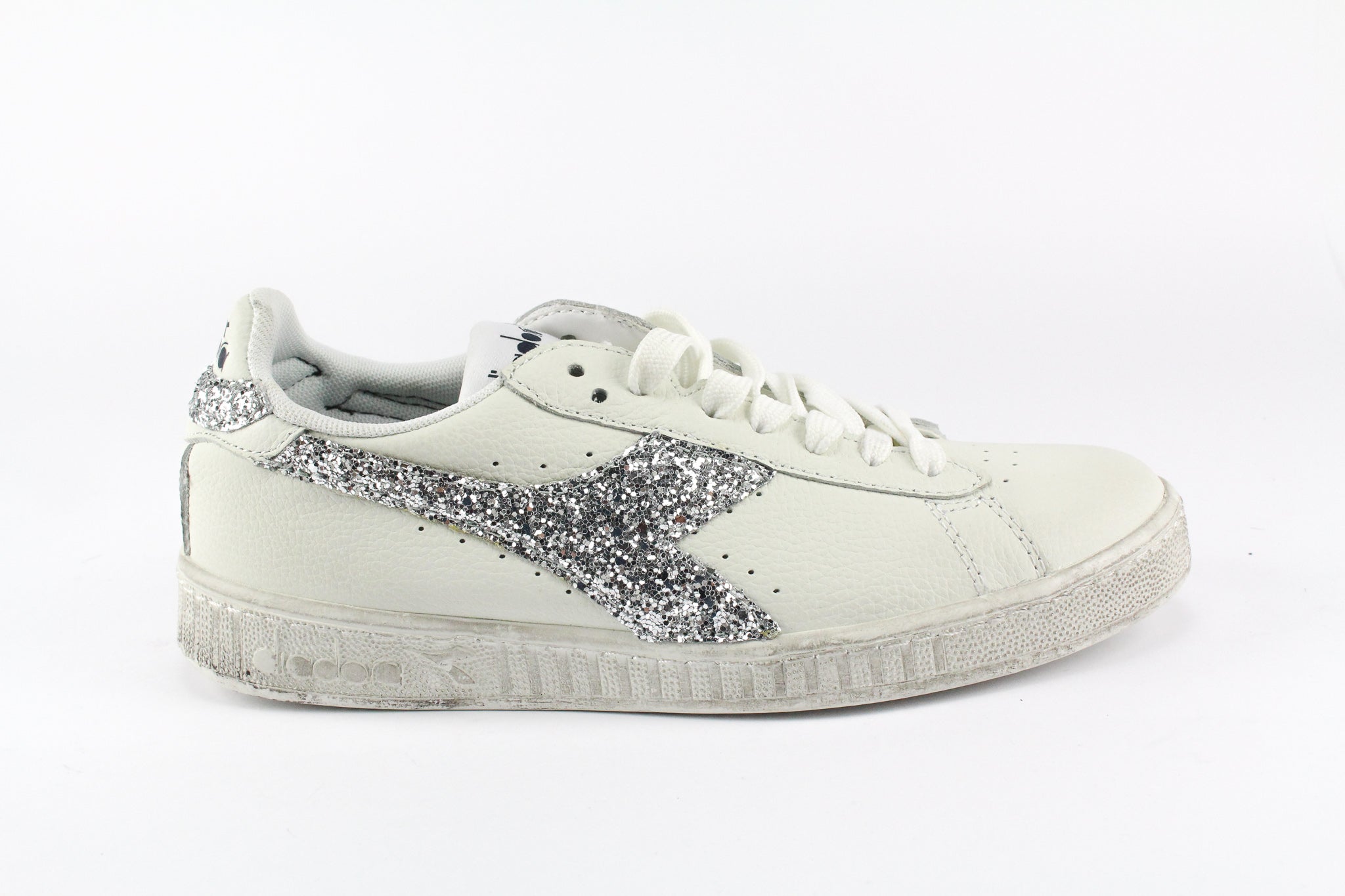 Diadora Game L Low Waxed Personalizzate Silver Glitter