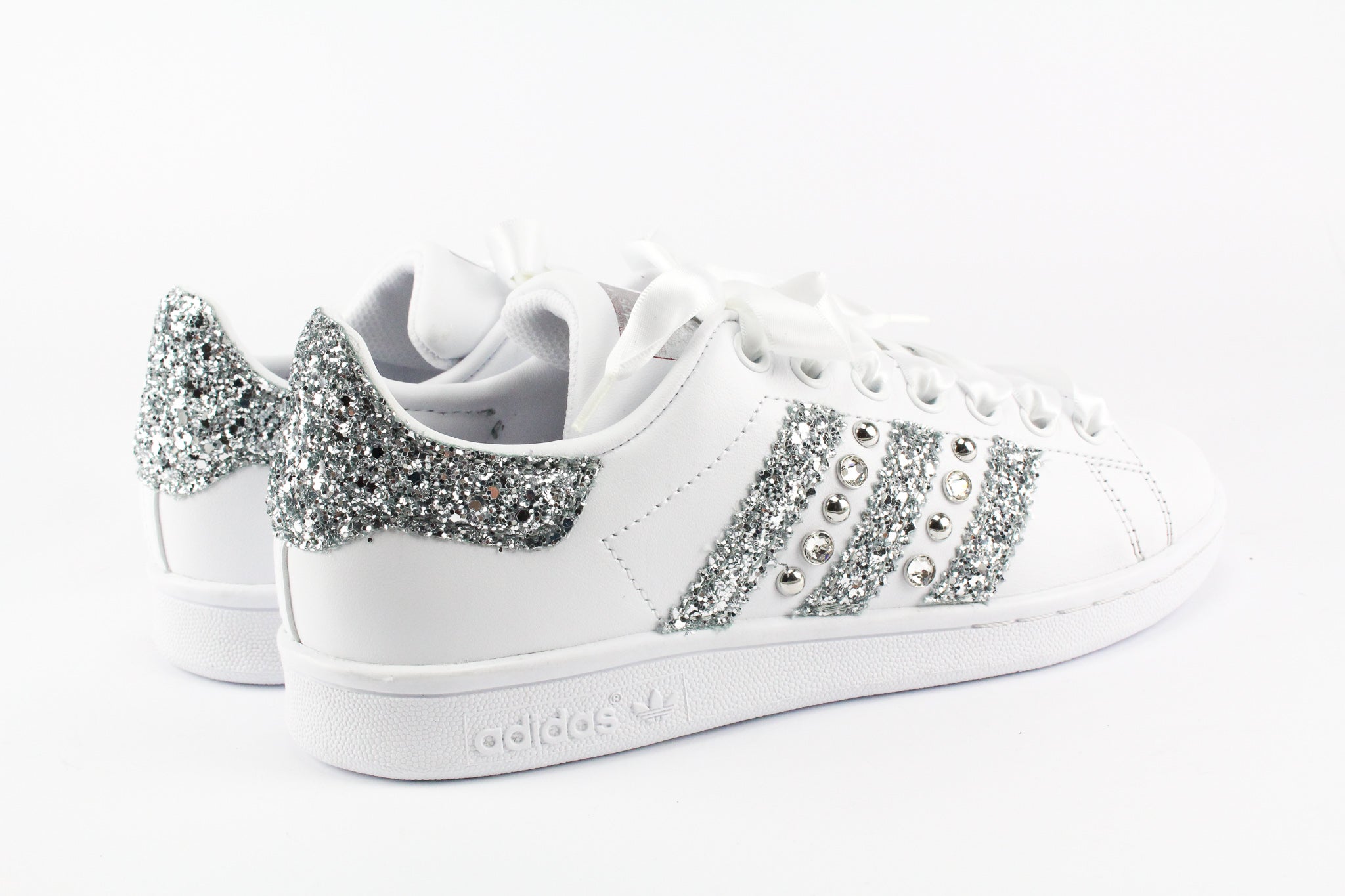 Adidas Stan Smith Personalizzate Strass Glitter & Lacci Raso