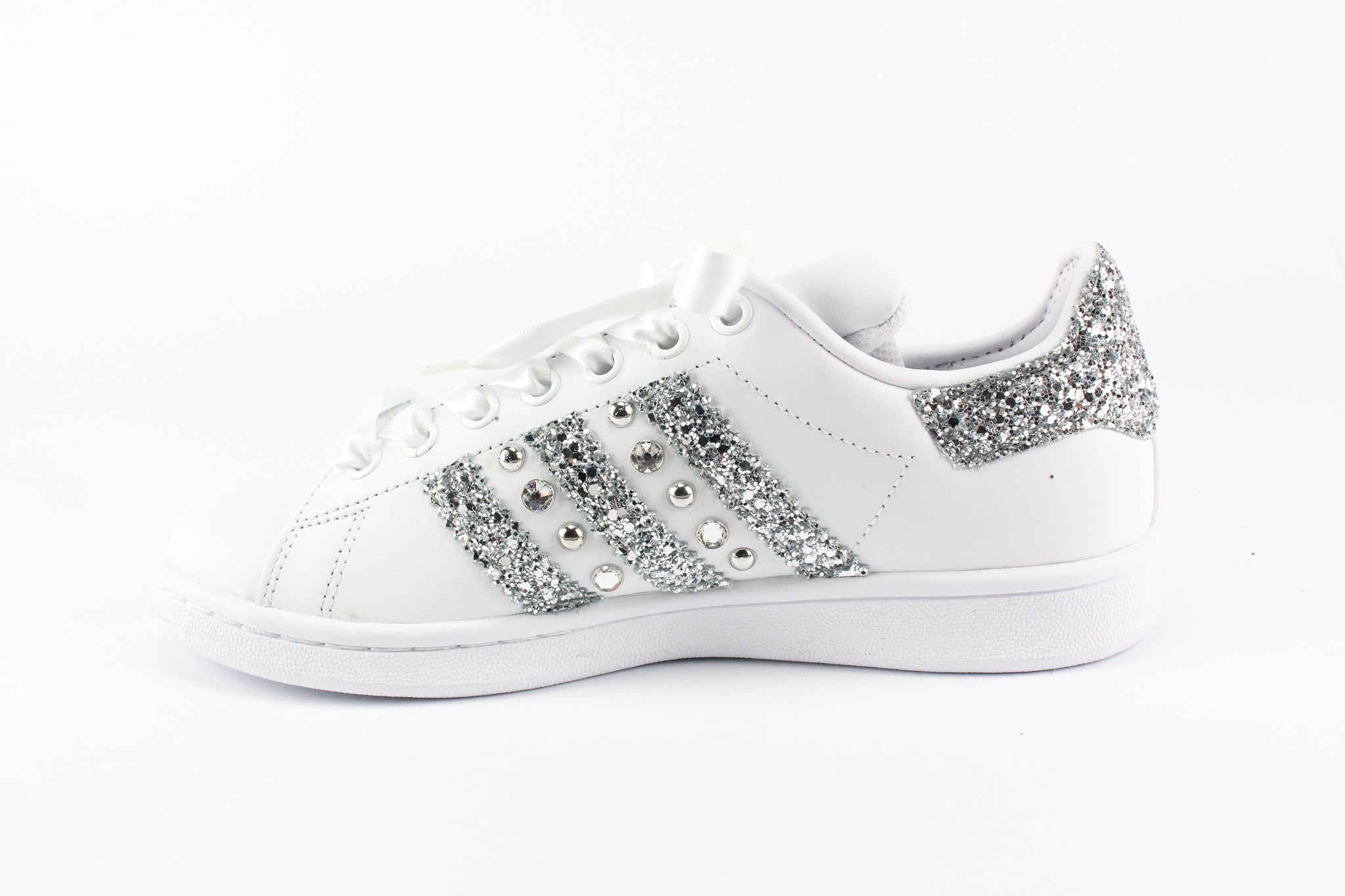 Adidas Stan Smith Personalizzate Strass Glitter & Lacci Raso
