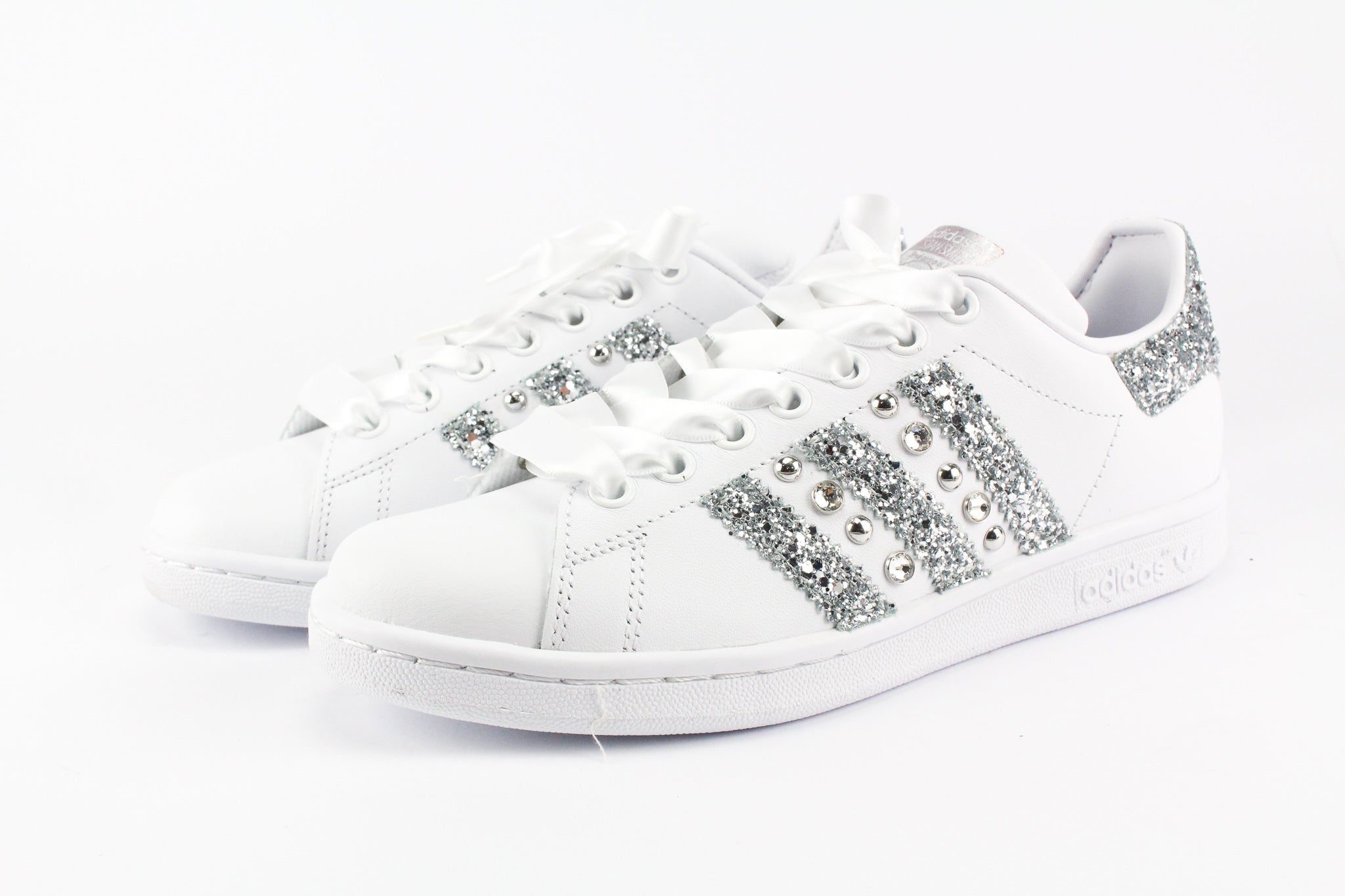 Adidas Stan Smith Personalizzate Strass Glitter & Lacci Raso