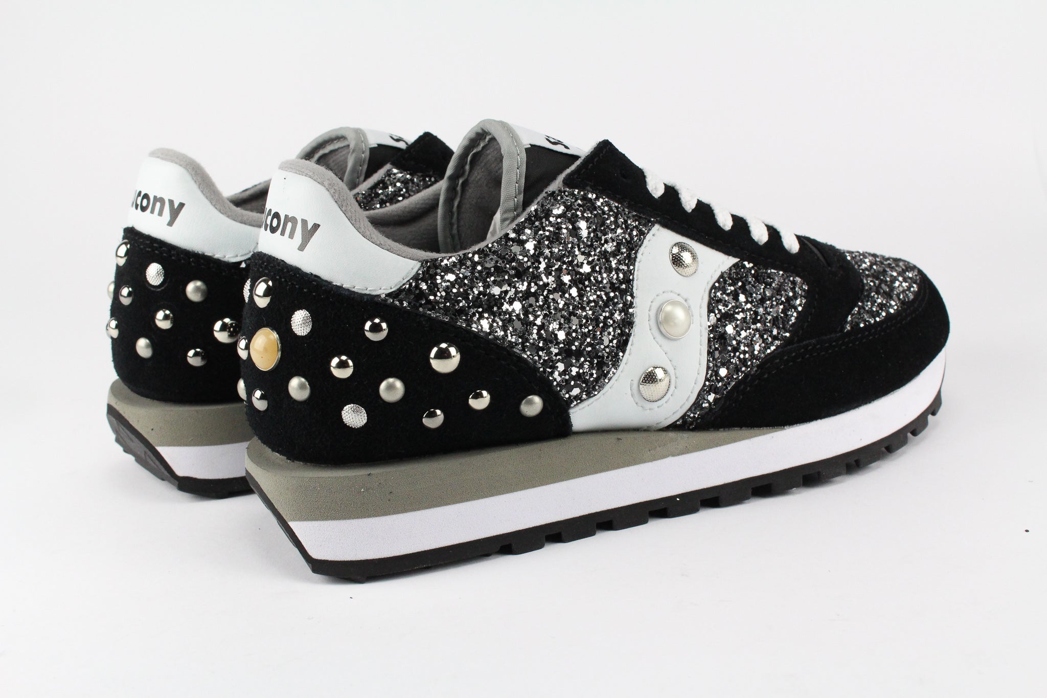 Saucony Jazz Black Total Black Silver Glitter & Borchie