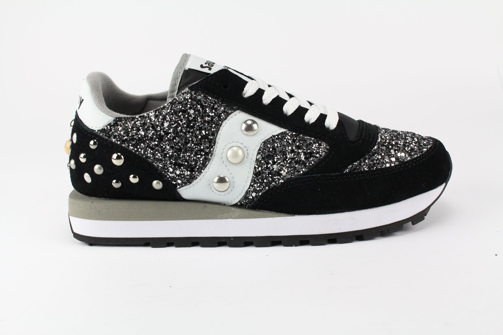 Saucony Jazz Black Total Black Silver Glitter & Borchie