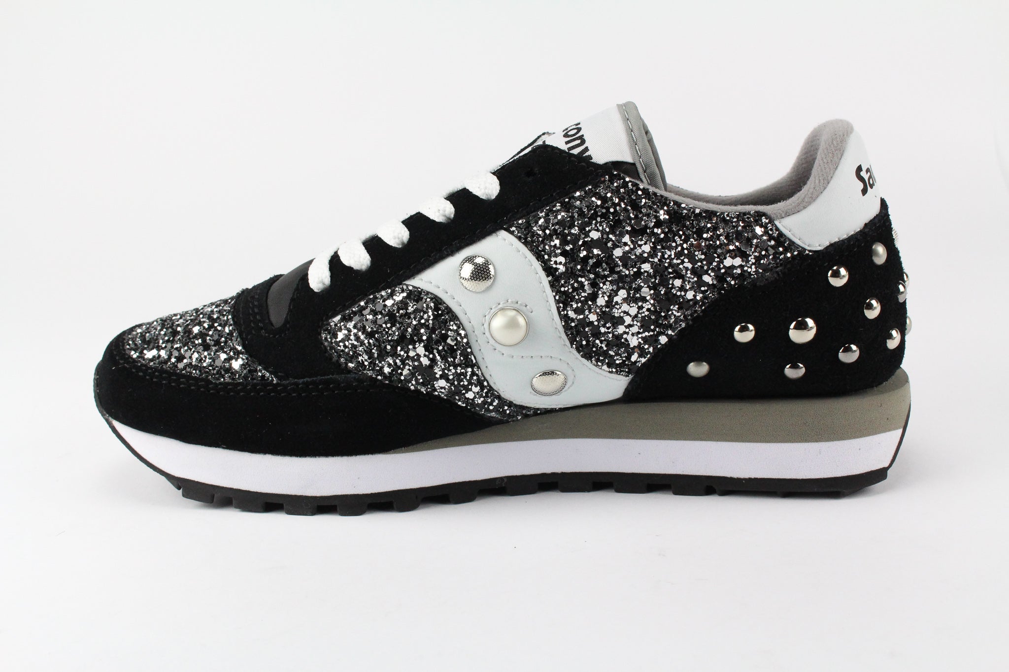 Saucony Jazz Black Total Black Silver Glitter & Borchie
