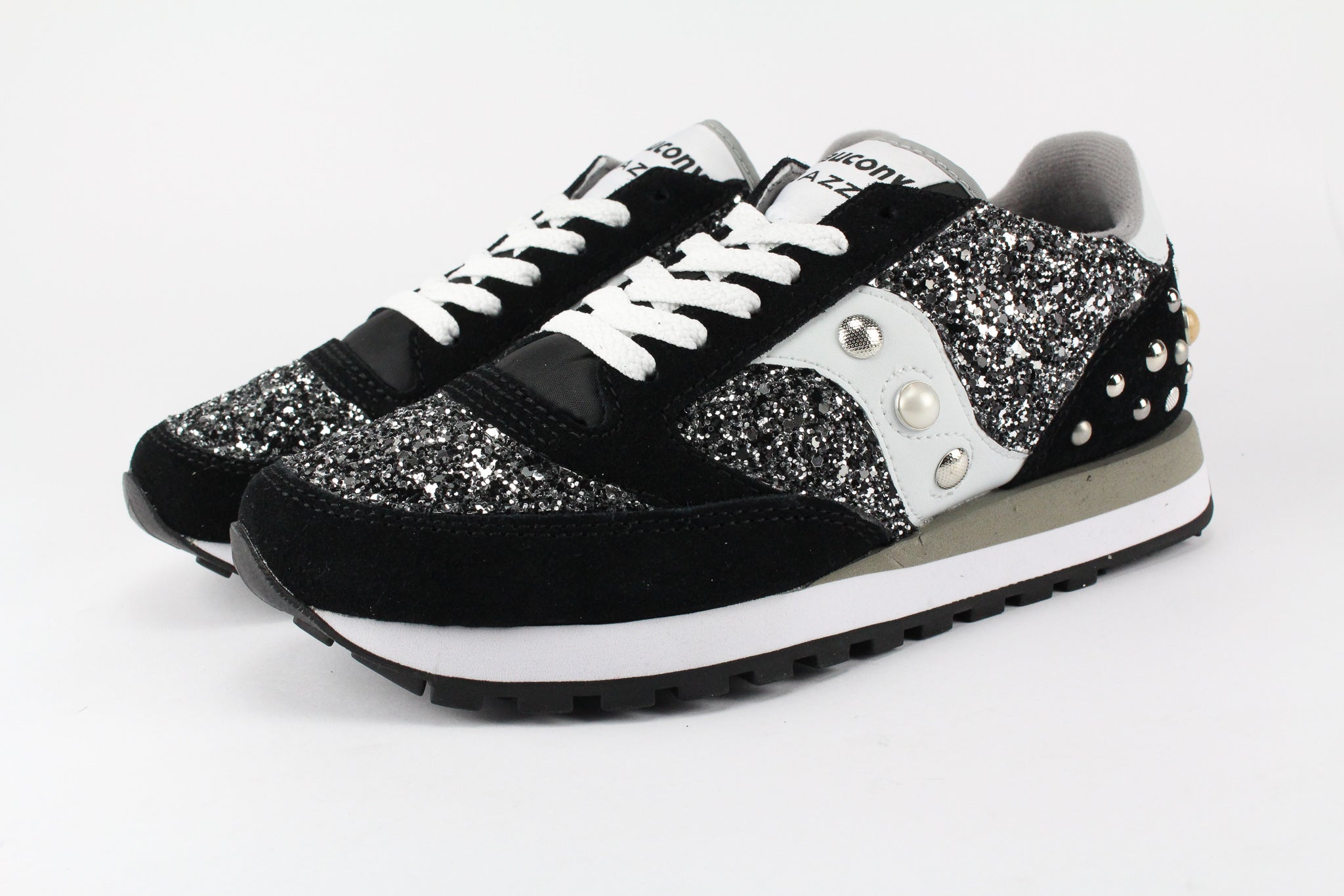 Saucony Jazz Black Total Black Silver Glitter & Borchie