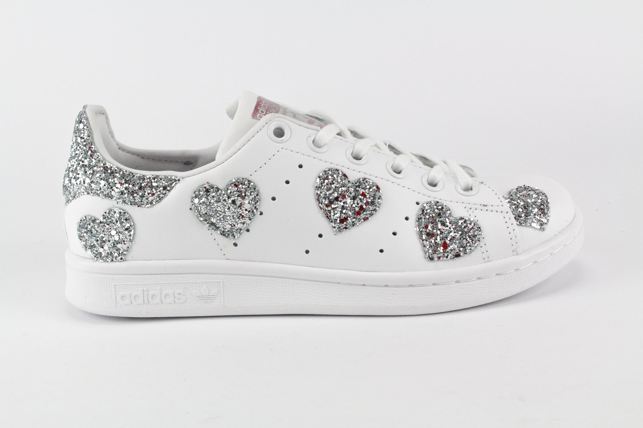 Adidas Stan Smith Personalizzate Cuori Silver Glitter