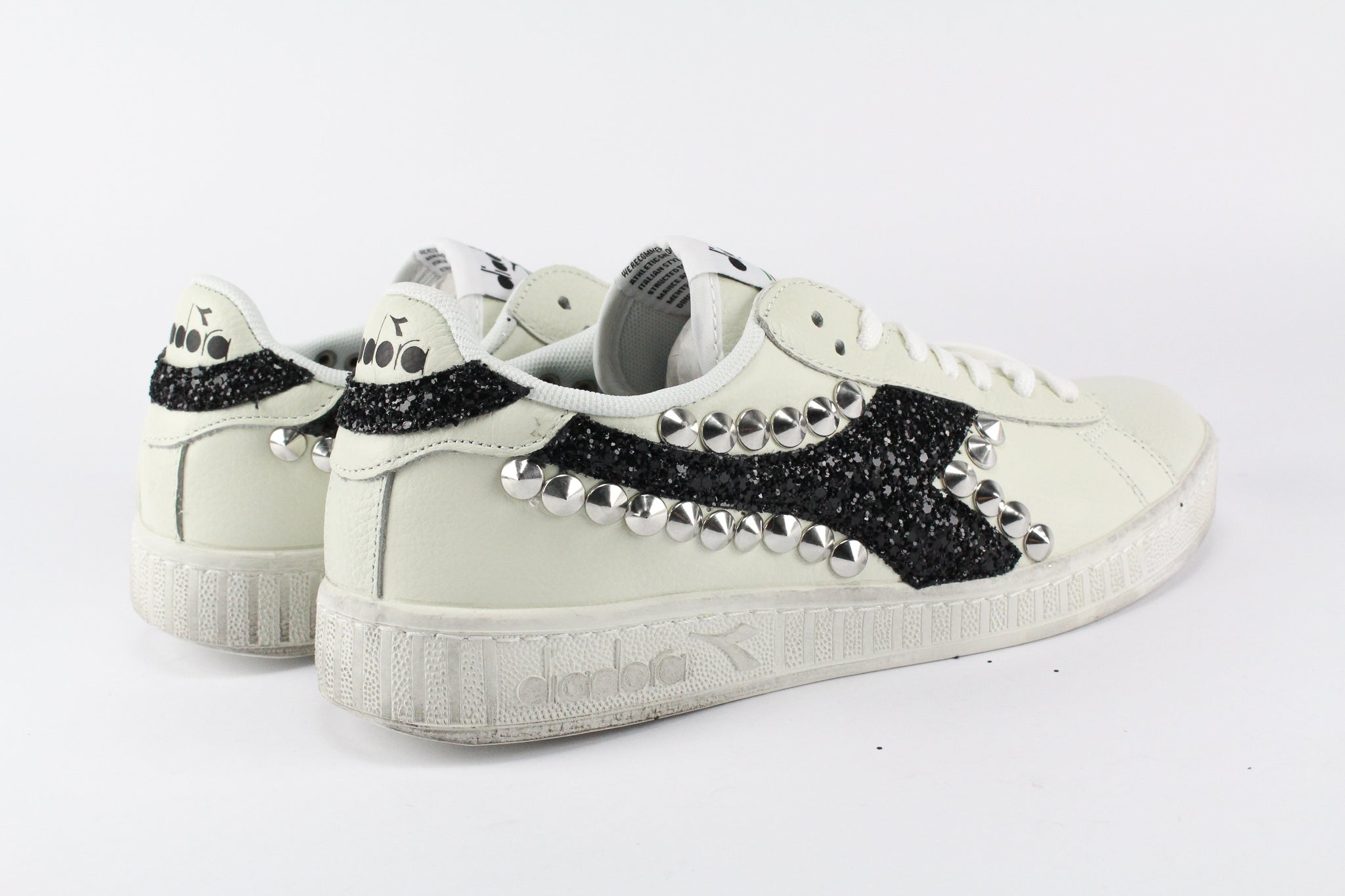 Diadora Game L Low Waxed Black Glitter & Borchie