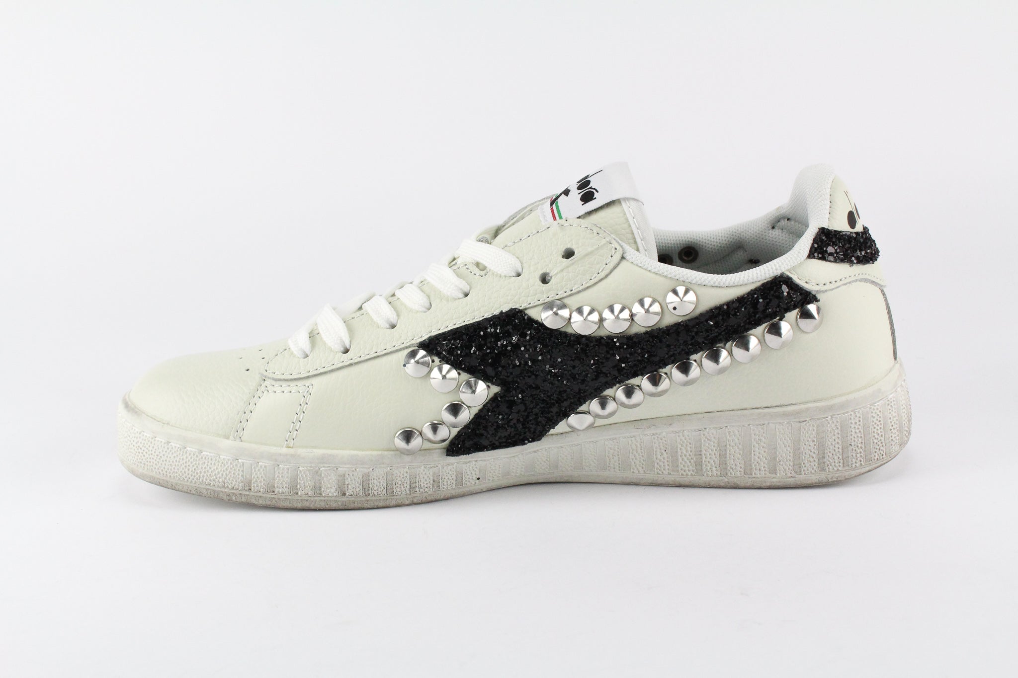 Diadora Game L Low Waxed Black Glitter & Borchie