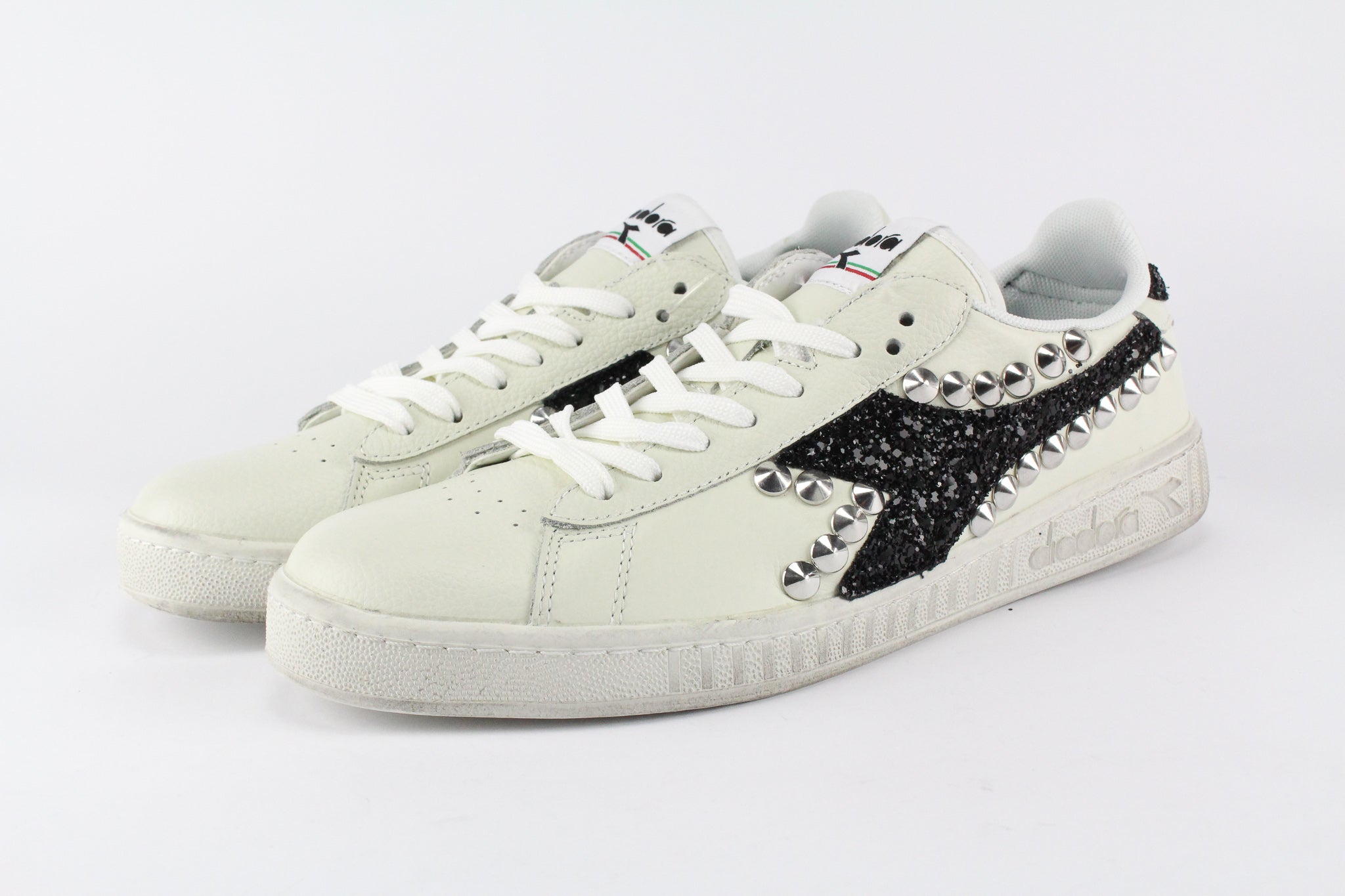 Diadora Game L Low Waxed Black Glitter & Borchie