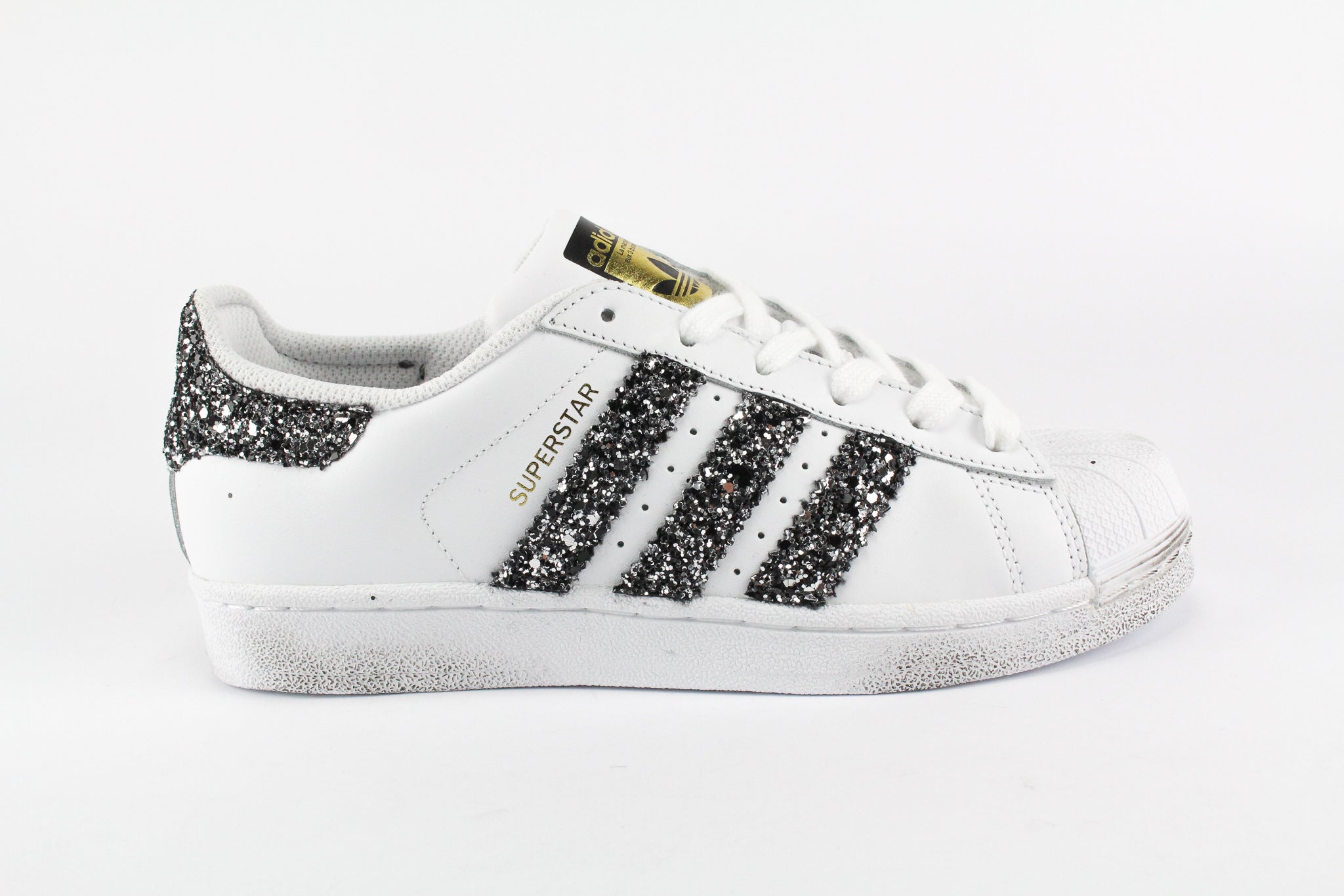 Adidas Superstar Personalizzate Black Silver Glitter