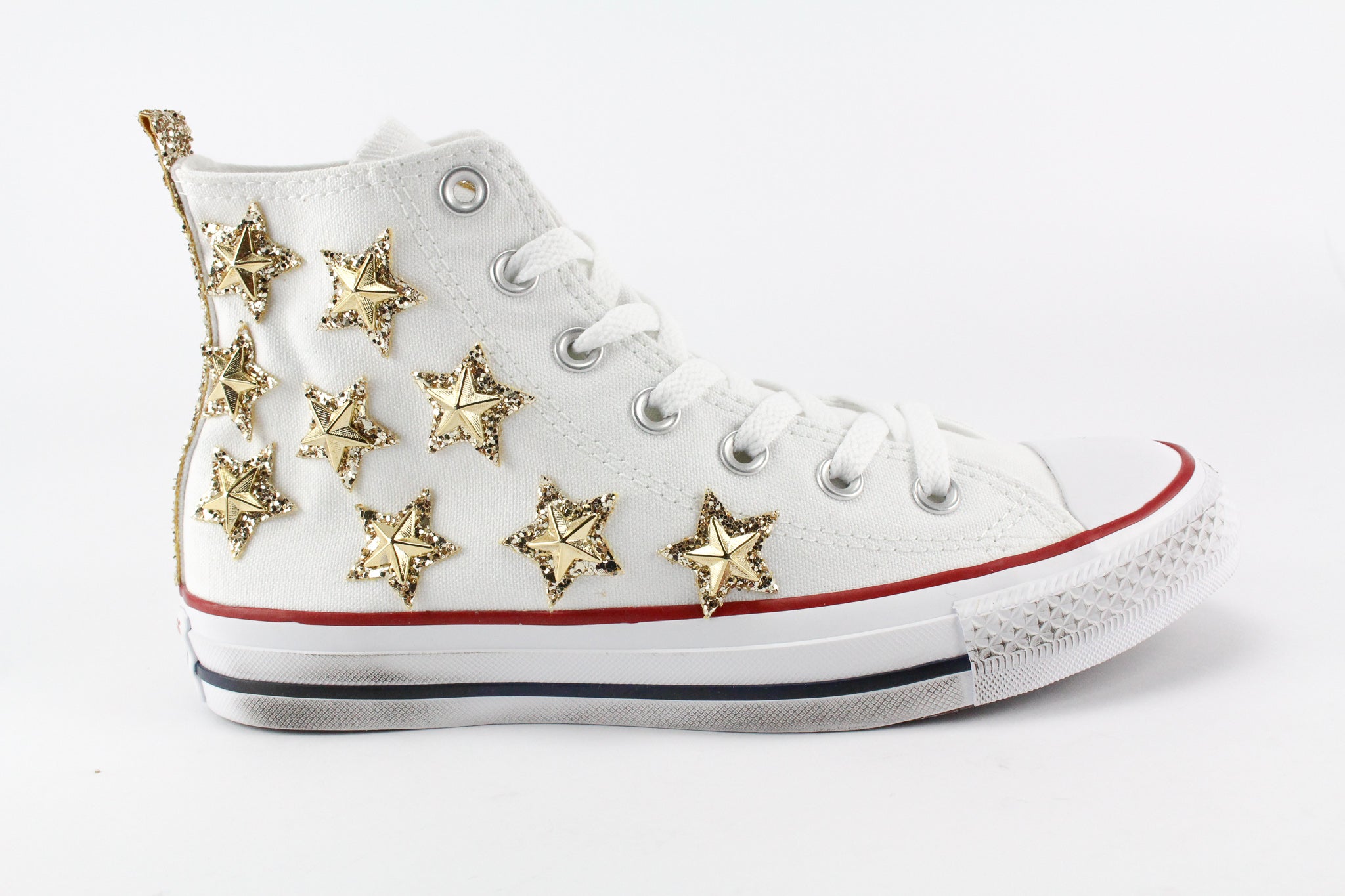 Converse All Star White Stelle Gold Glitter