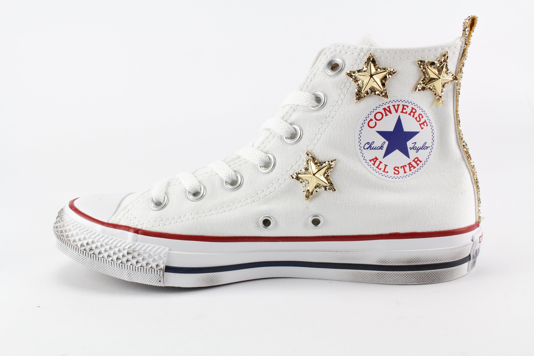 Converse All Star White Stelle Gold Glitter