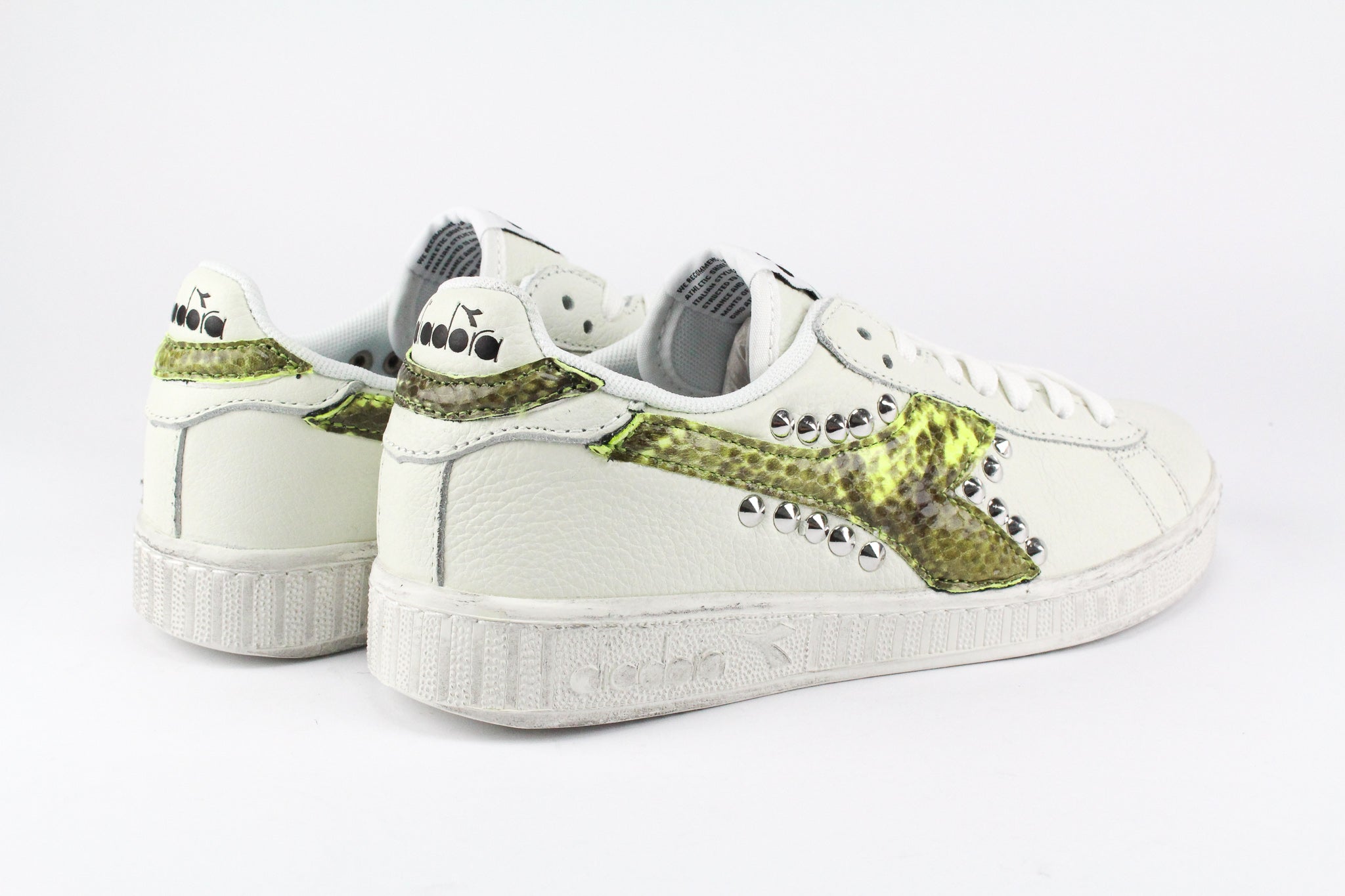 Diadora Game L Low Waxed Pitone Yellow Fluo & Borchie