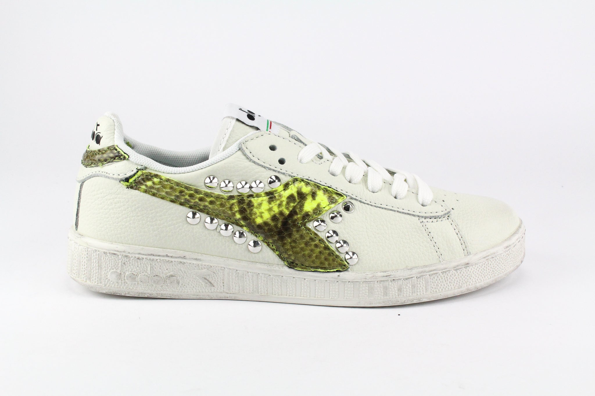 Diadora Game L Low Waxed Pitone Yellow Fluo & Borchie