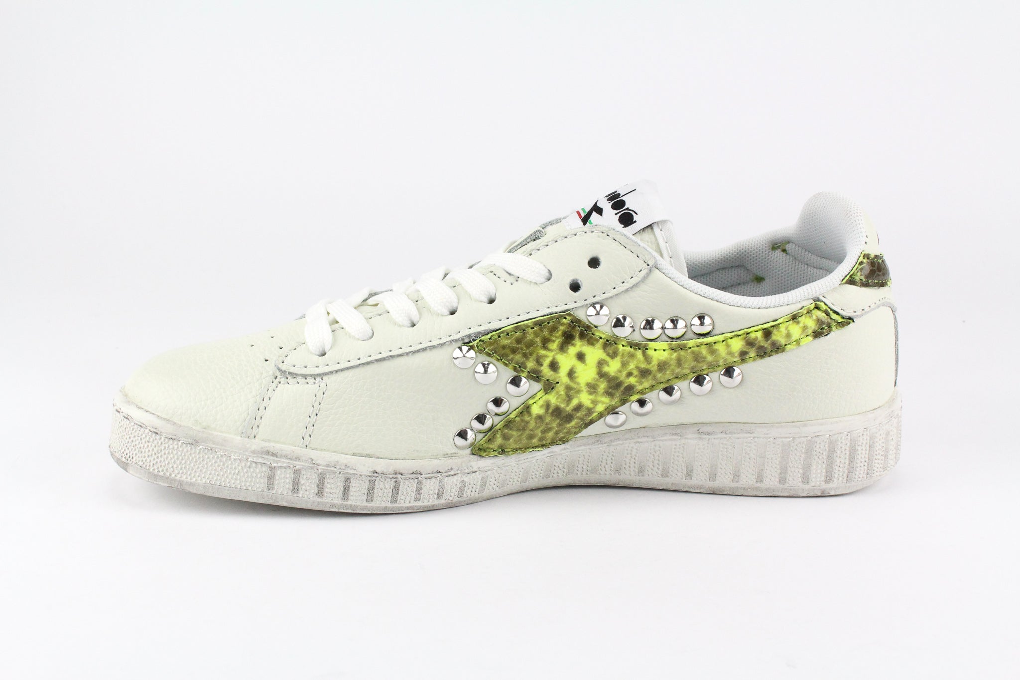 Diadora Game L Low Waxed Pitone Yellow Fluo & Borchie