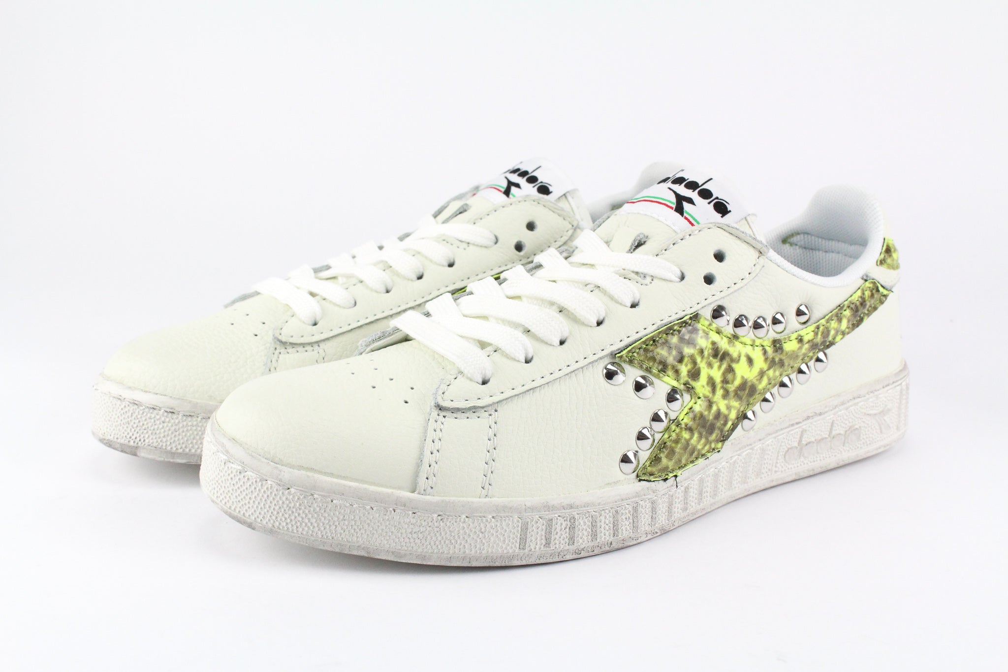 Diadora Game L Low Waxed Pitone Yellow Fluo & Borchie