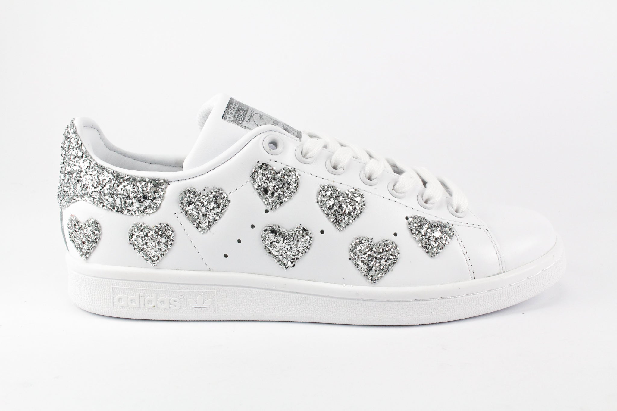 Adidas Stan Smith Personalizzate Cuori Silver Glitter