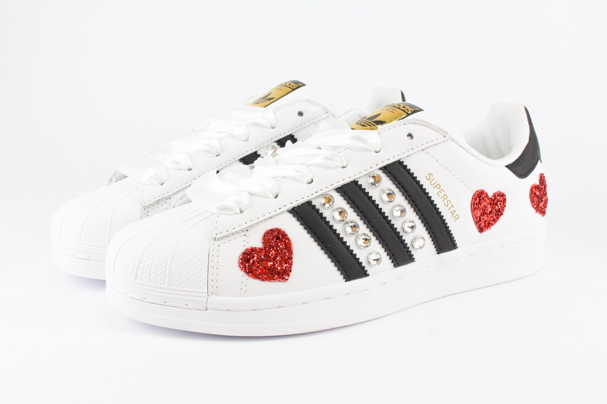 Adidas Superstar Personalizzate Strass & Lacci Raso