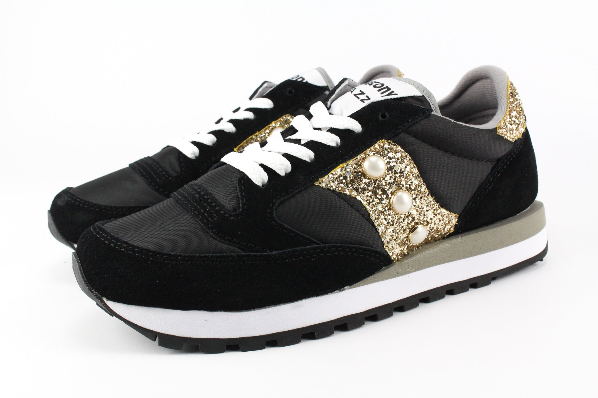 Saucony Jazz Personalizzate Black & Gold Glitter