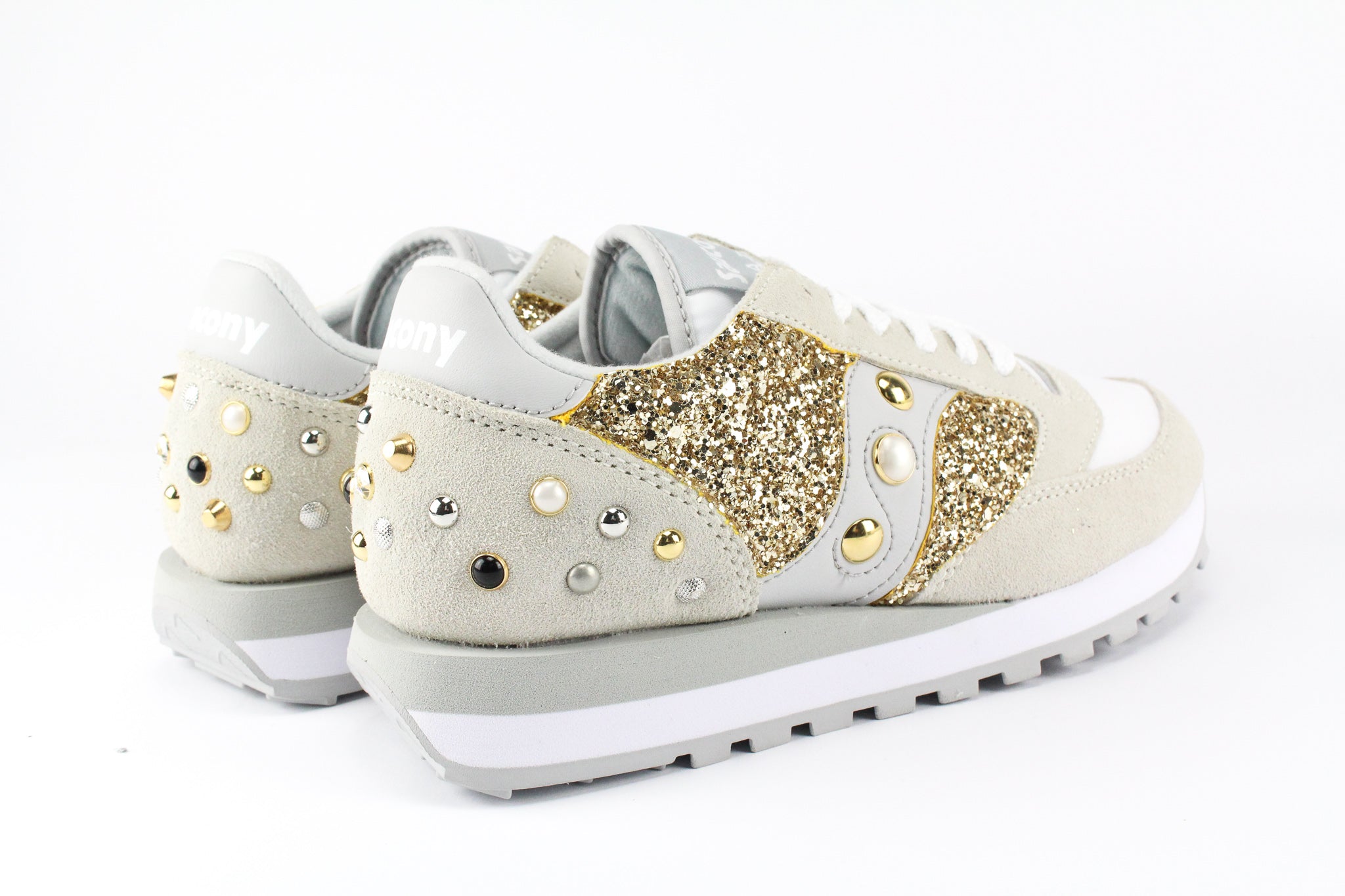 Saucony Jazz White Gold Glitter & Borchie