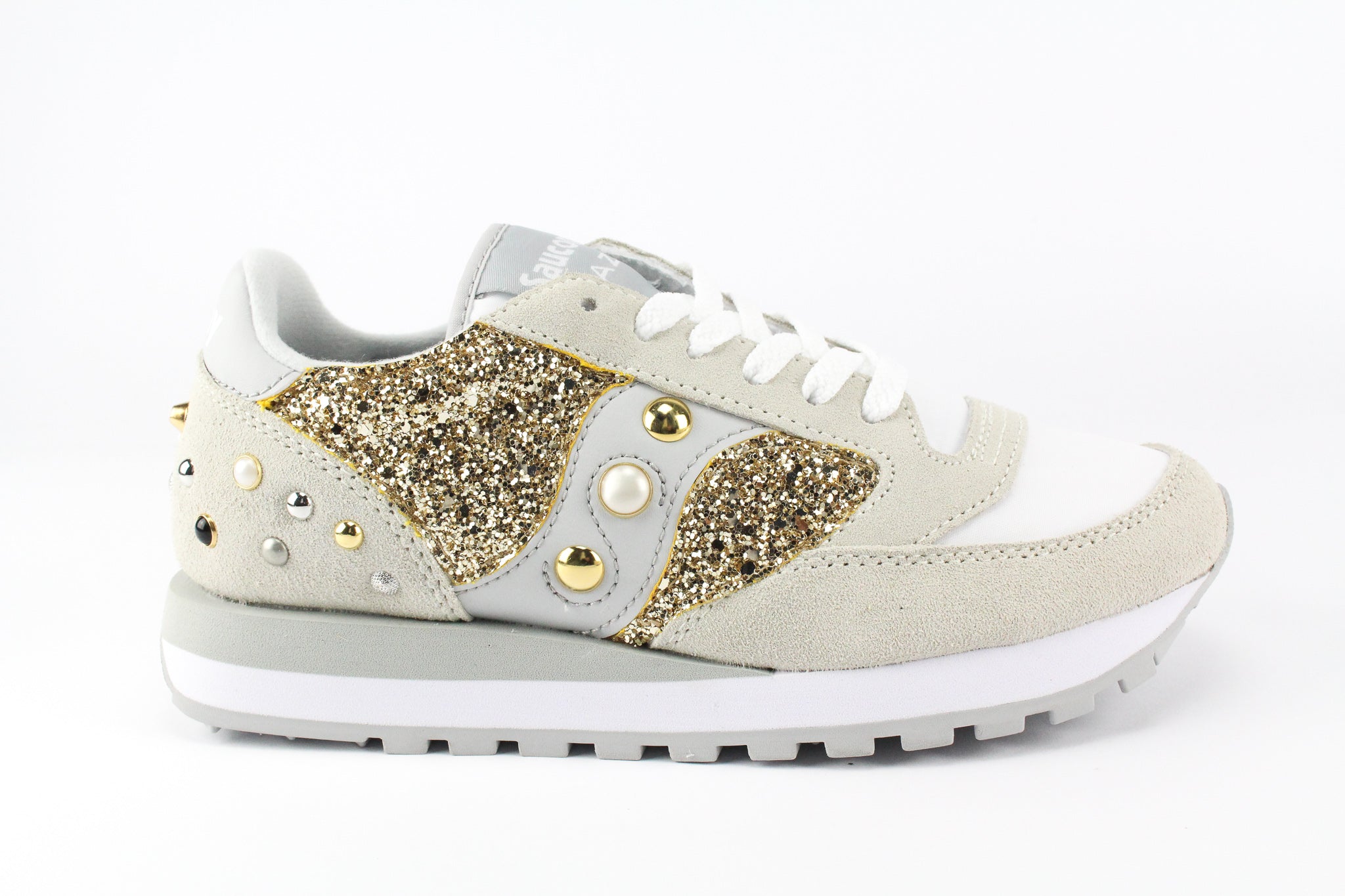 Saucony Jazz White Gold Glitter & Borchie