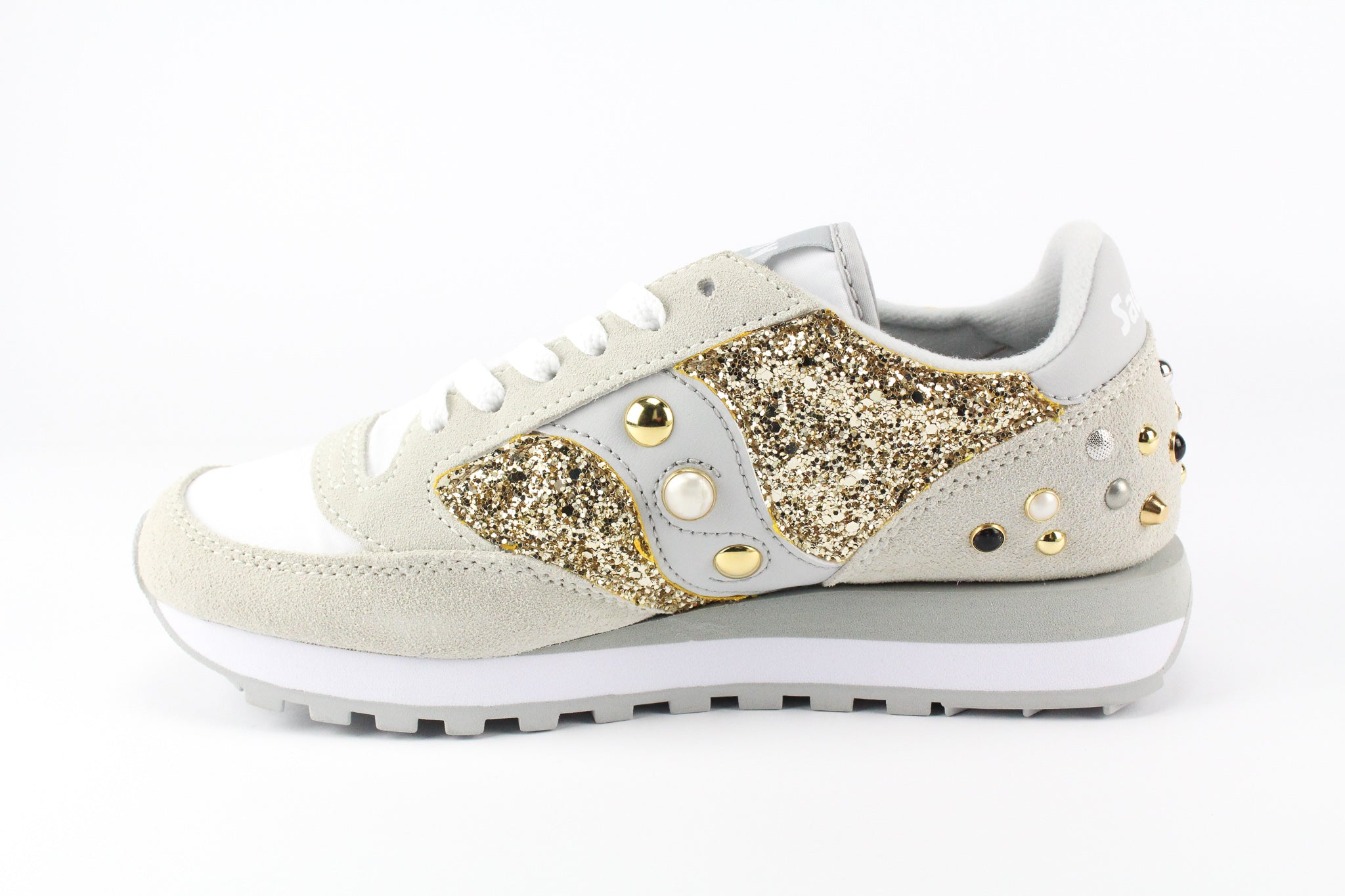 Saucony Jazz White Gold Glitter & Borchie