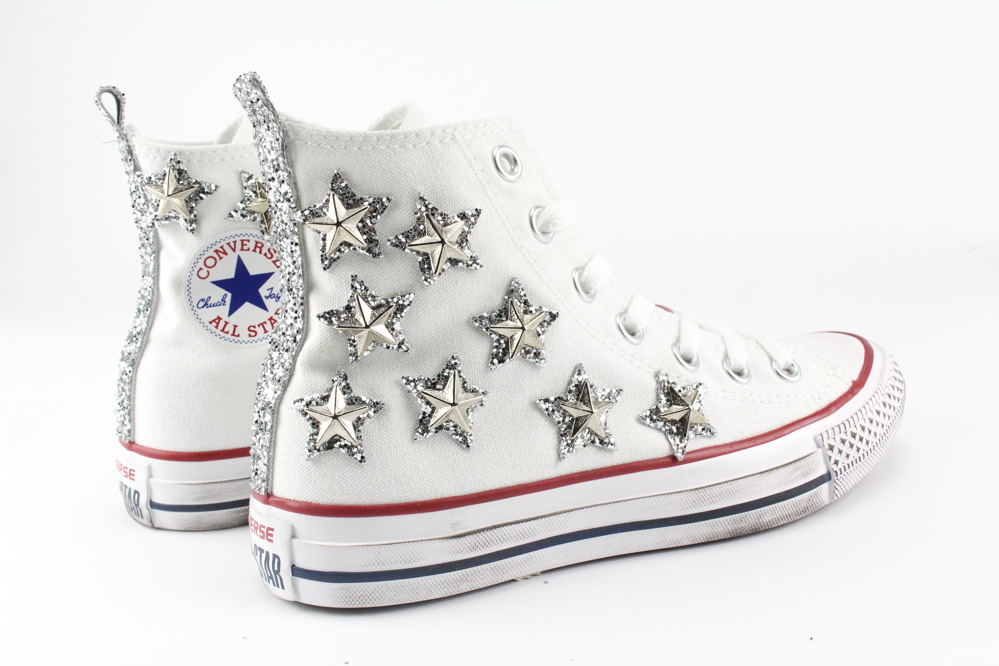 Converse All Star White Stelle Glitter Silver