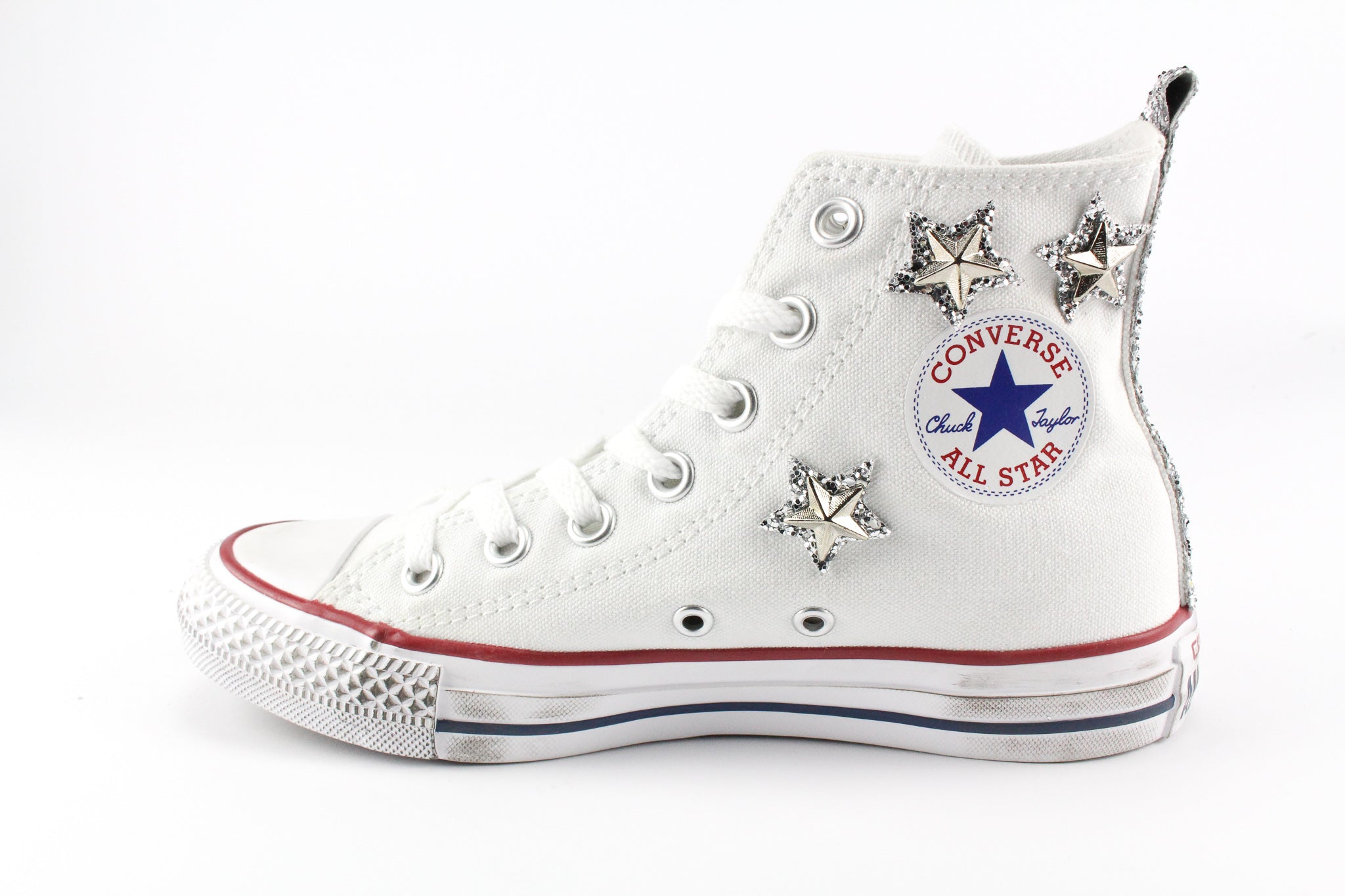 Converse All Star White Stelle Glitter Silver