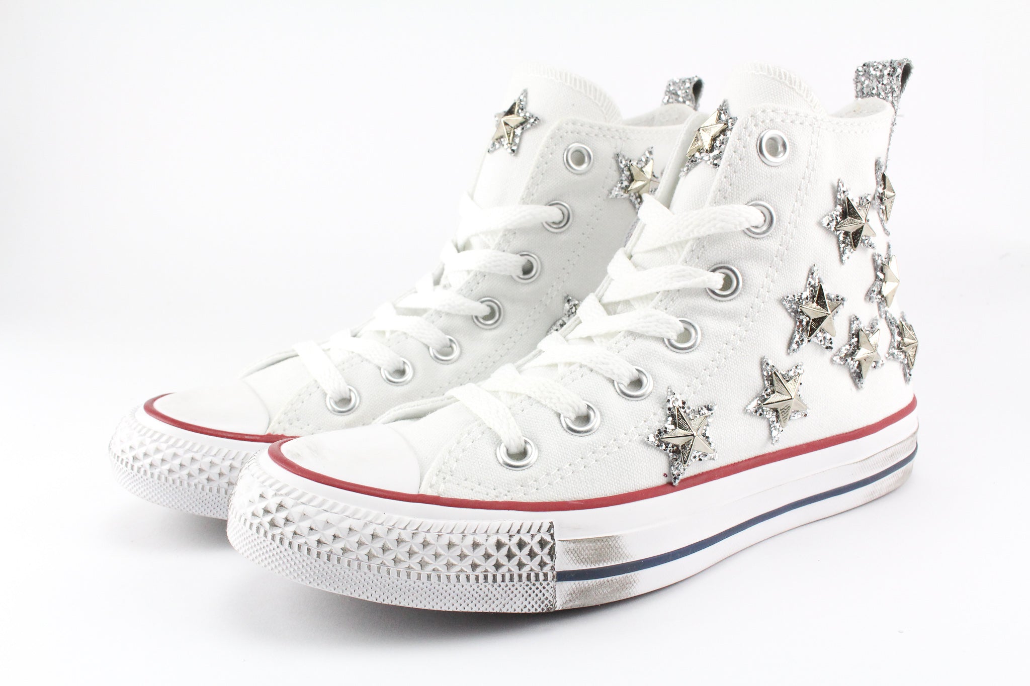 Converse All Star J White Stelle Glitter Silver
