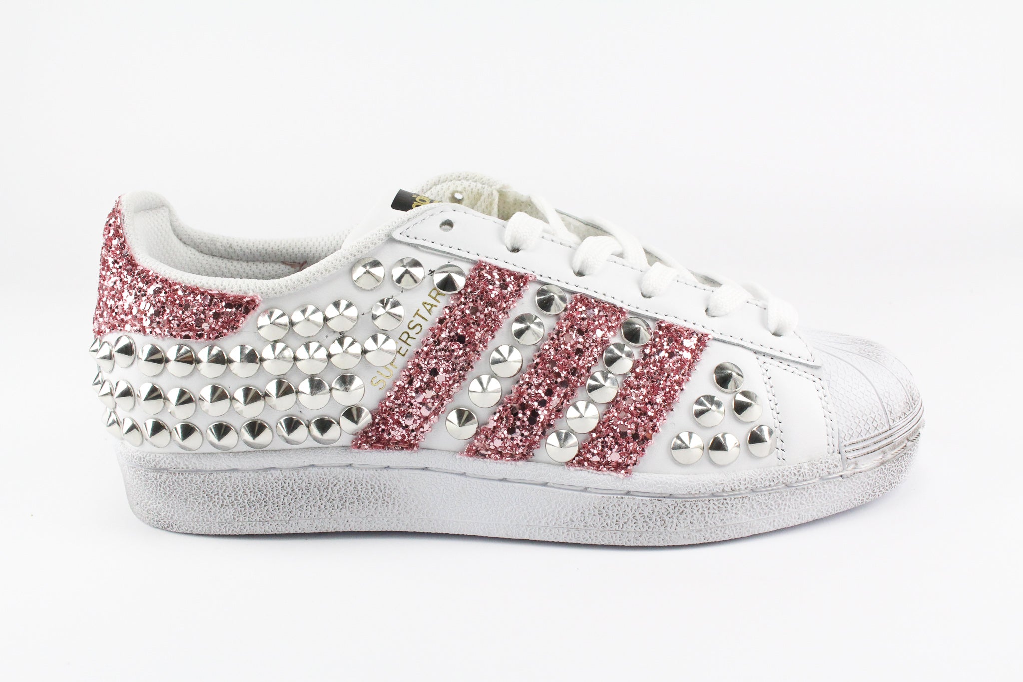 Adidas Superstar Personalizzate Total Borchie & Pink Glitter