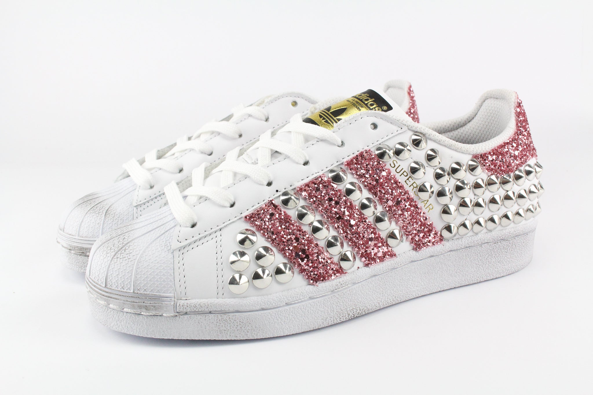 Adidas Superstar Personalizzate Total Borchie & Pink Glitter