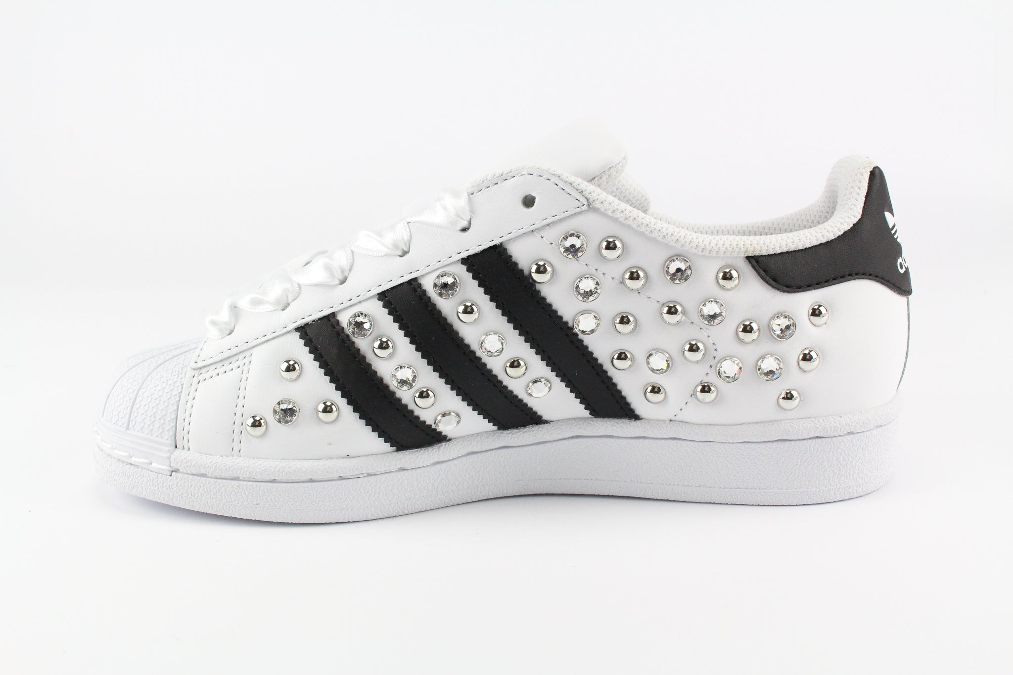 Adidas Superstar Personalizzate Total Strass Borchie & Lacci Raso